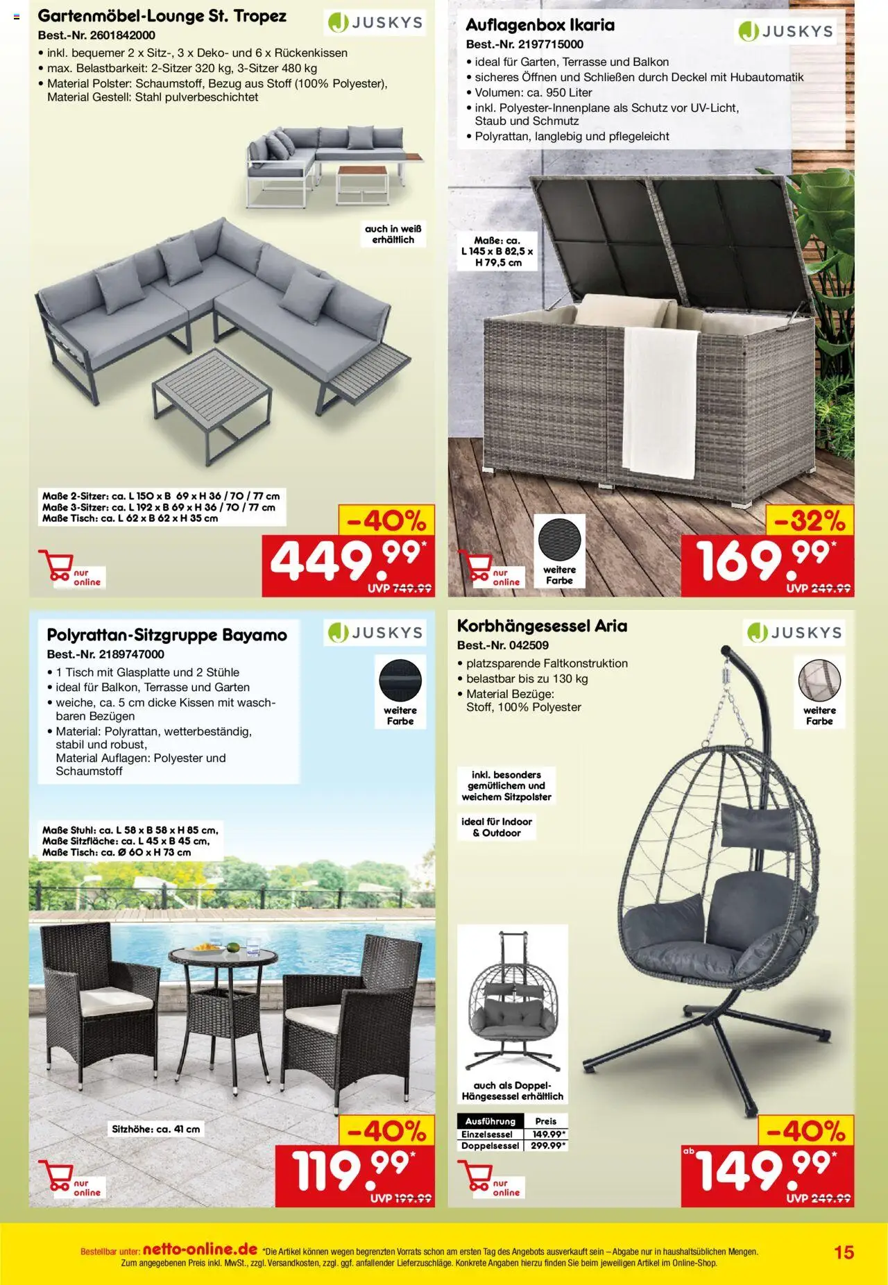 Netto Marken-Discount - Online-Angebote August - gültig ab dem 01.08.2025 | Seite: 15 | Produkte: Kissen, Tisch, Stuhl