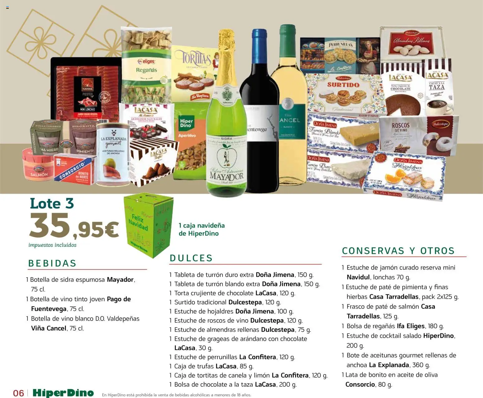 HiperDino - Catálogo Lotes y Cestas │ válido desde el 10.11.2025 | Página: 6 | Productos: Jamón, Vino, Aceite de oliva, Anchoa