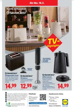 Lidl Aktionen ab 12.02.2026 gültig | Seite: 32 | Produkte: Wasser, Uhr, Wasserkocher, Stabmixer