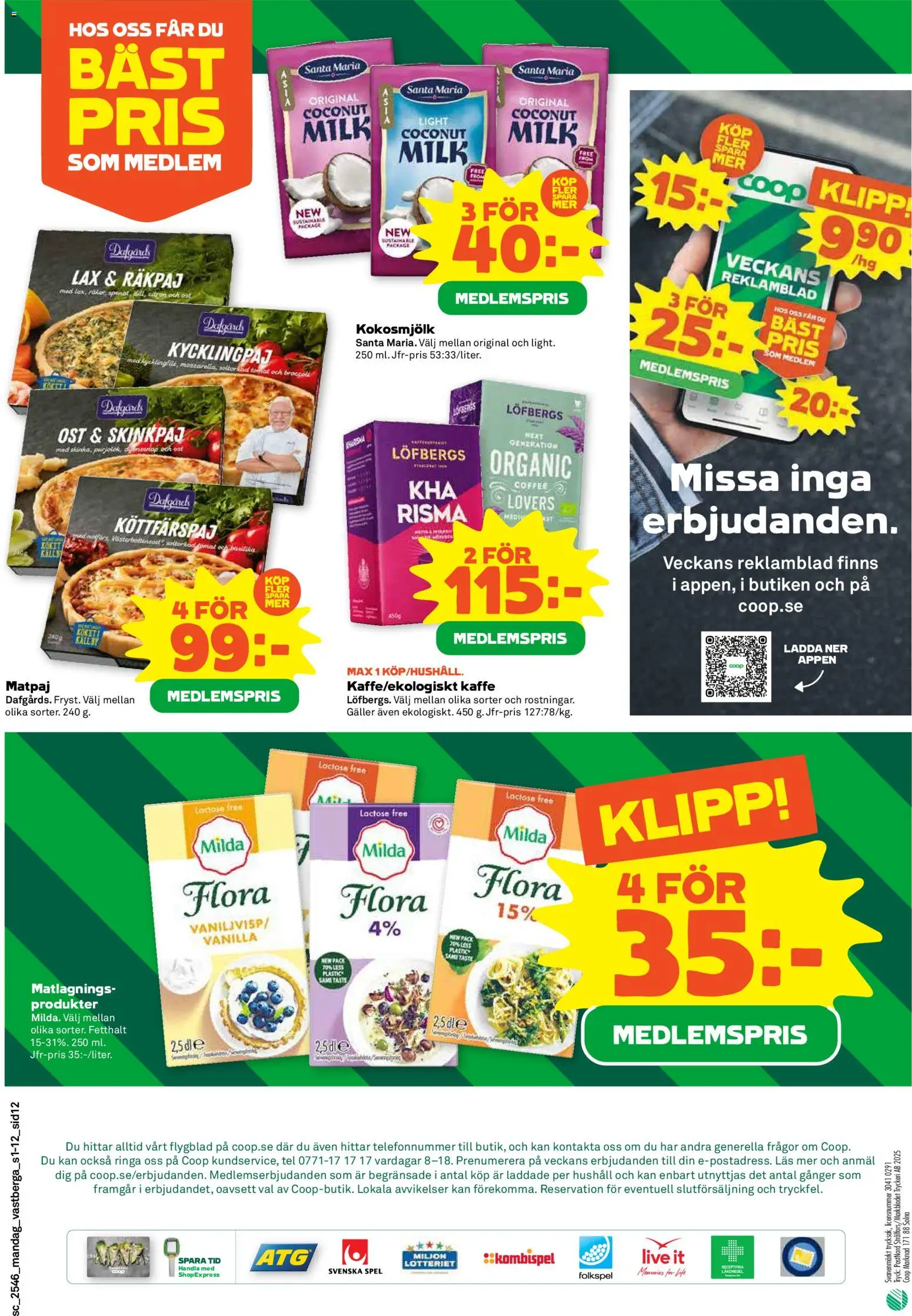 Stora Coop reklamblad aktuell från 10.11.2025 | Sida: 12 | Produkter: Galler, Lax, Ost, Kaffe