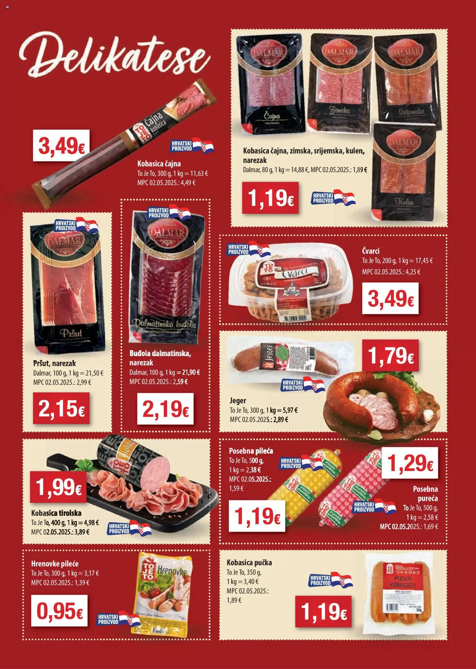 Bakmaz katalog | vrijedi od 21.01.2026 | Stranica: 3 | Proizvodi: Čvarci, Hrenovke, Kobasica, Kulen
