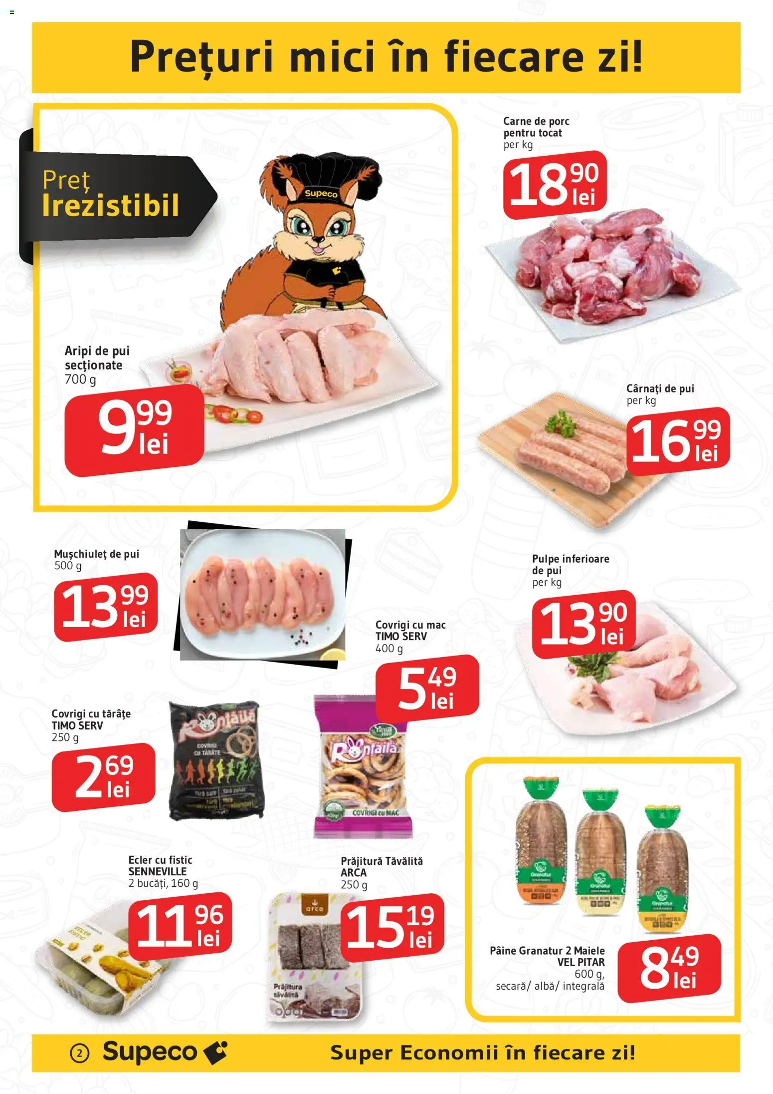 Noul catalog Supeco – valabil de la 08.01.2026 | Pagină: 2 | Produse: Mici, Prăjitură, Carne De Porc, Cârnați