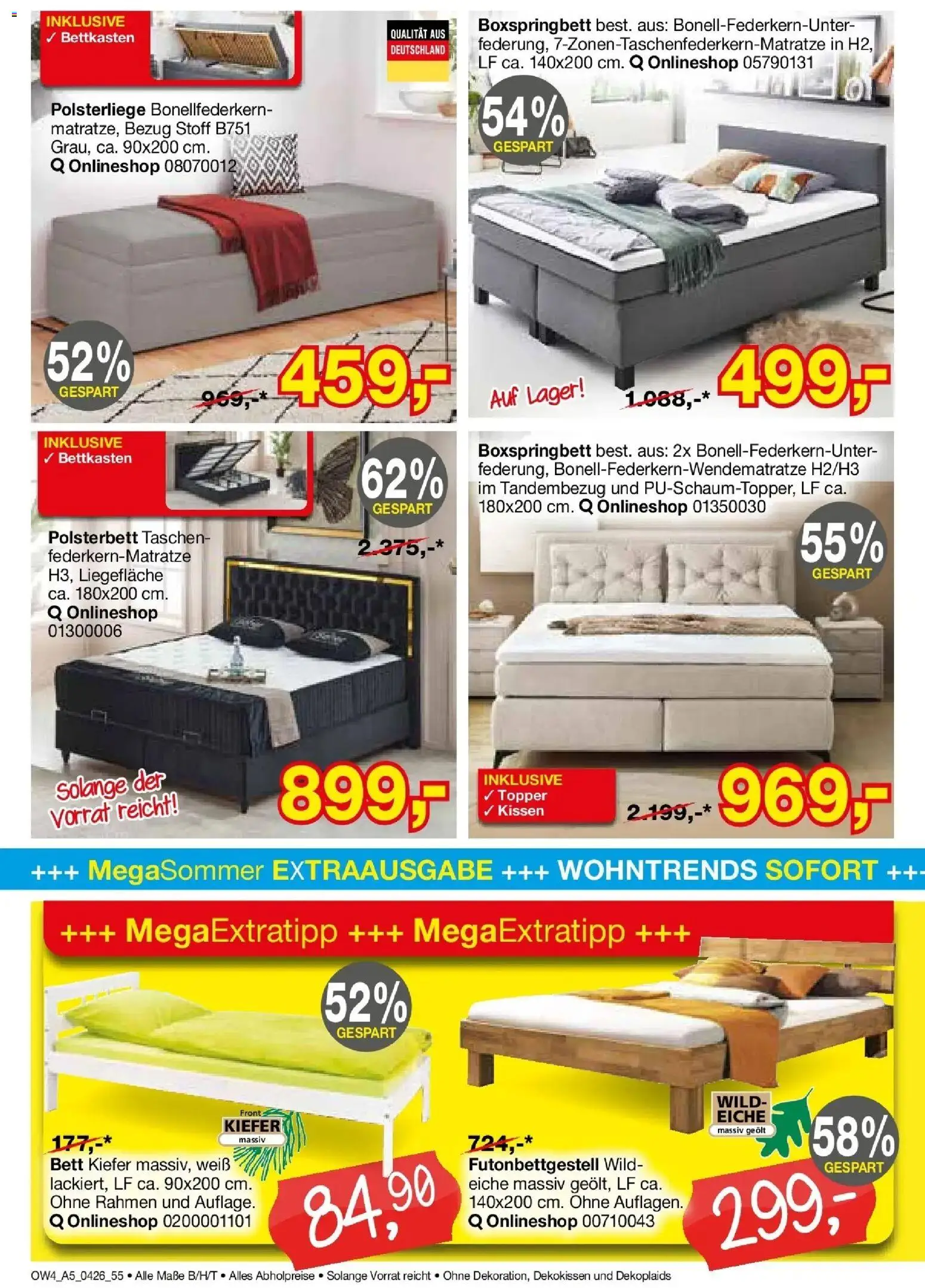 Angebote - Für Zuhause-Liebhaber – gültig ab 01.04.2026 | Seite: 54 | Produkte: Bett, Kissen, Polsterbett, Topper