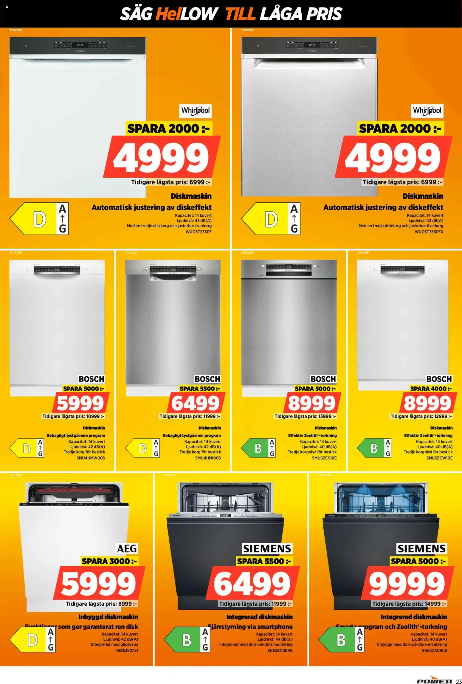 Power reklamblad aktuell från 16.03.2026 | Sida: 23 | Produkter: Diskmaskin, Korg, Kuvert, Smartphone