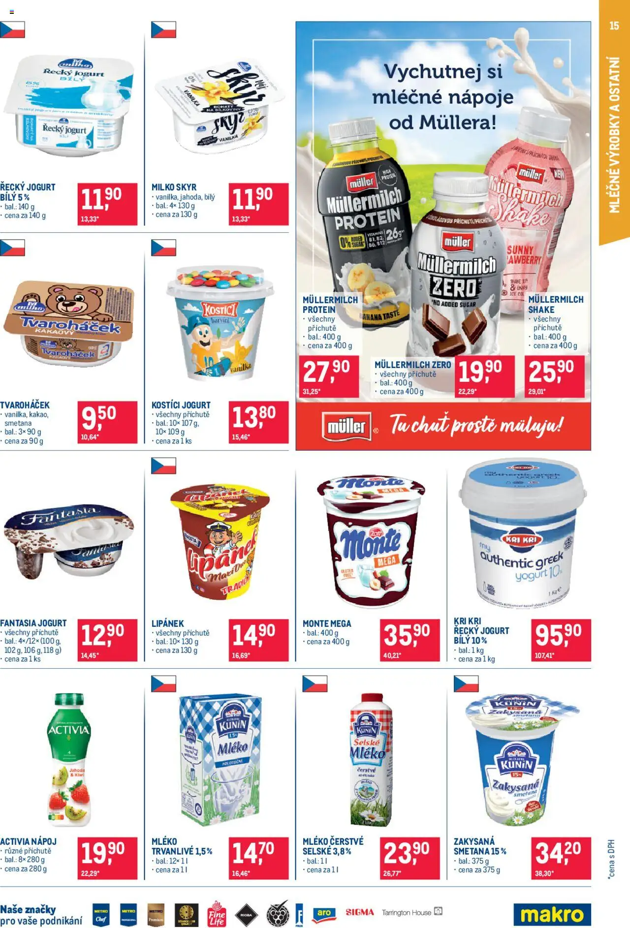 Makro leták - Pro milovníky jídla od 13.08.2025 | Strana: 15 | Produkty: Lipánek, Smetana, Zakysaná smetana, Müllermilch