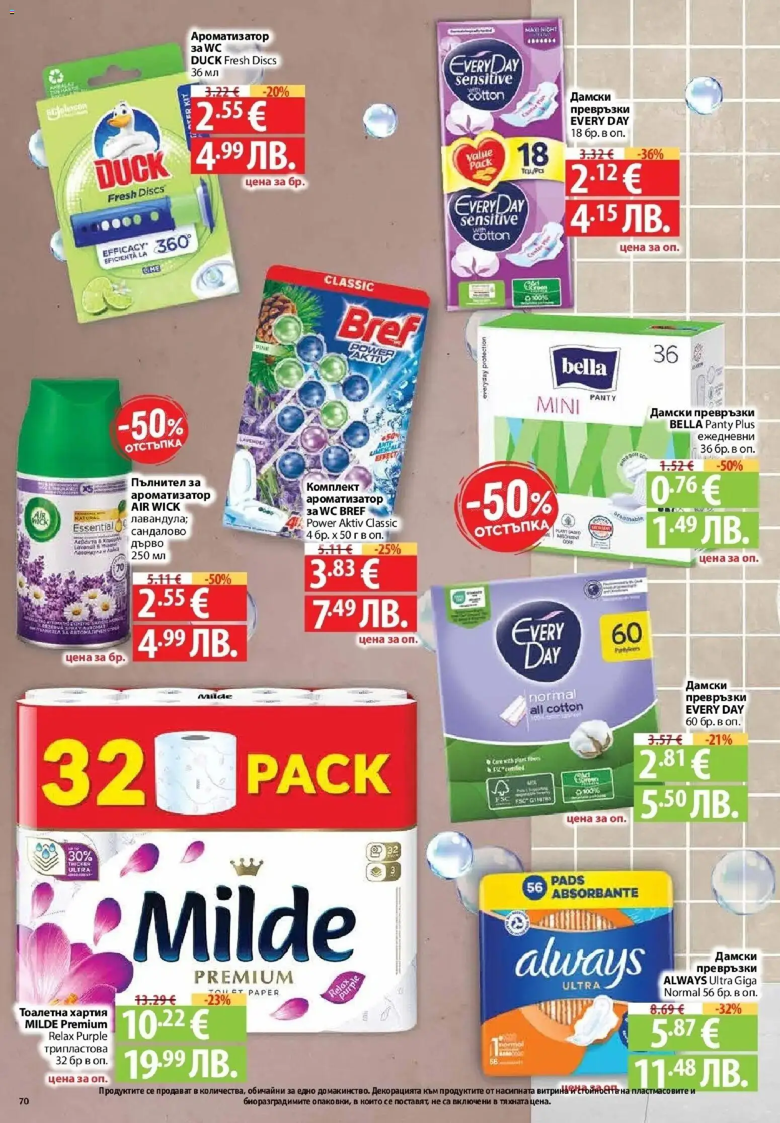 {H1} | Страница: 70 | Продукти: Тоалетна хартия, Хартия, Превръзки, Тоалетна