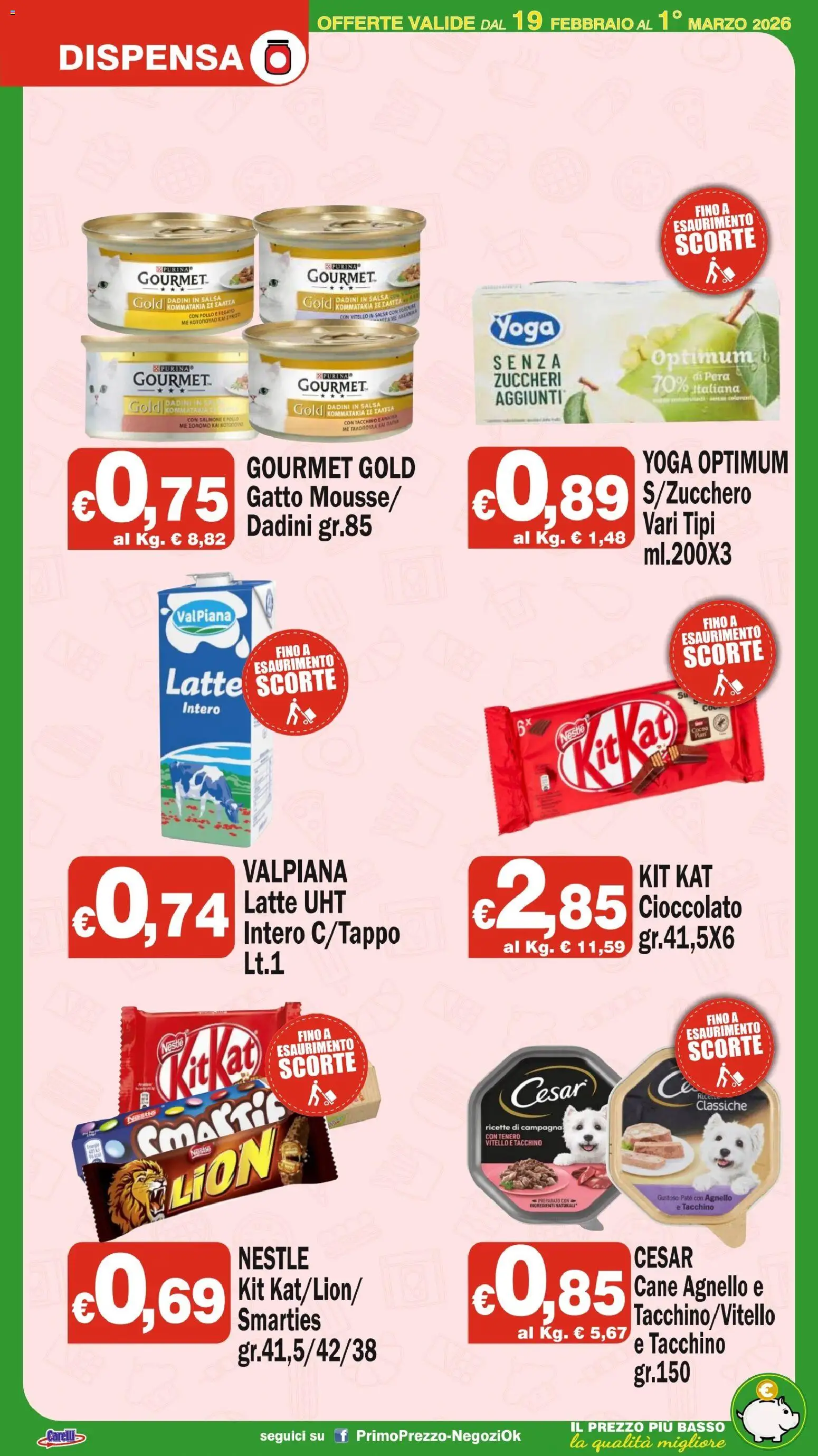 Volantino Primo Prezzo del 19.02.2026 | Pagina: 18 | Prodotti: Cioccolato, Sale, Tacchino, Pera