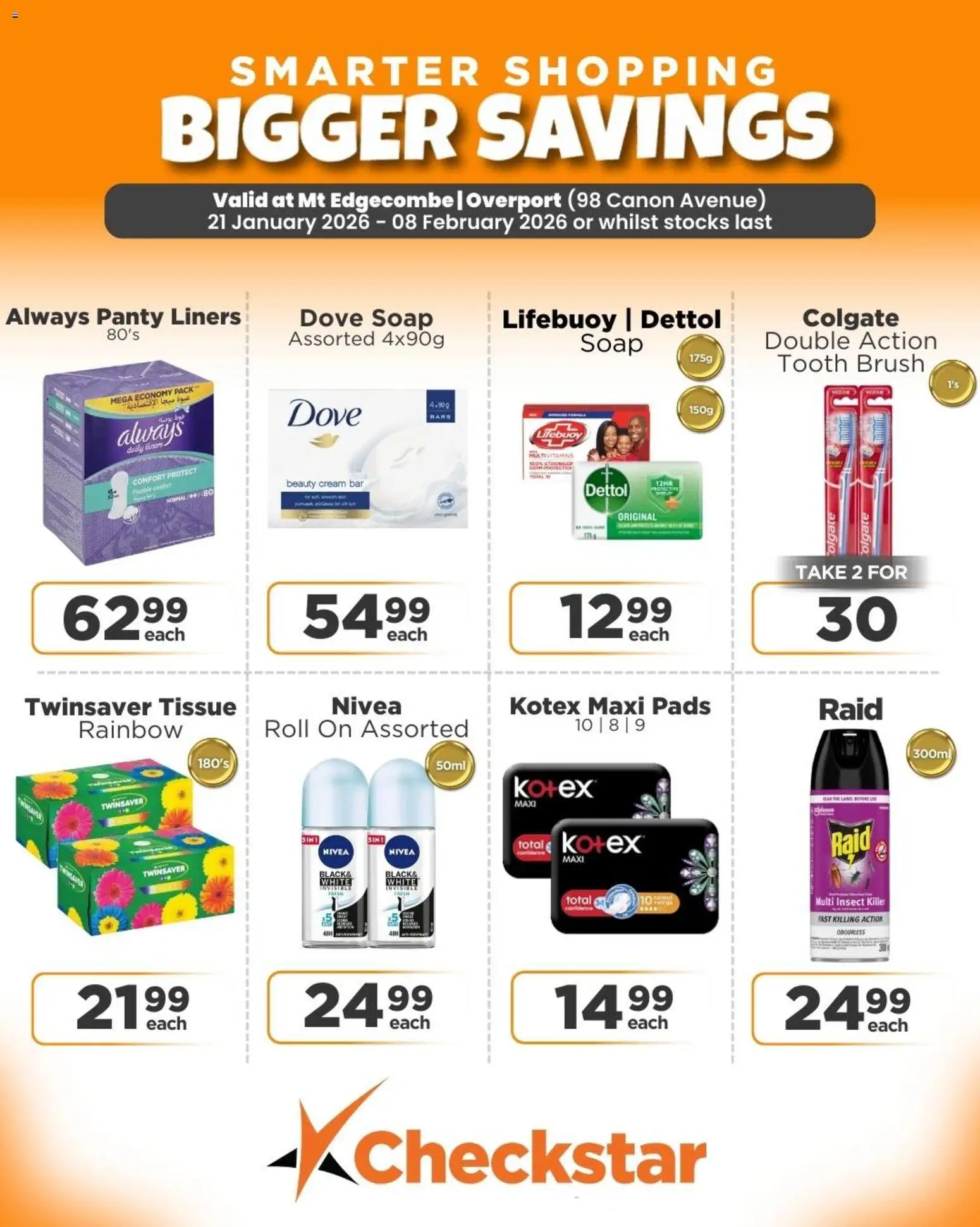 New Check Star catalogue – valid from 21.01.2026 | Page: 2 | Products: Pads, Brush, Cream, Panty liners