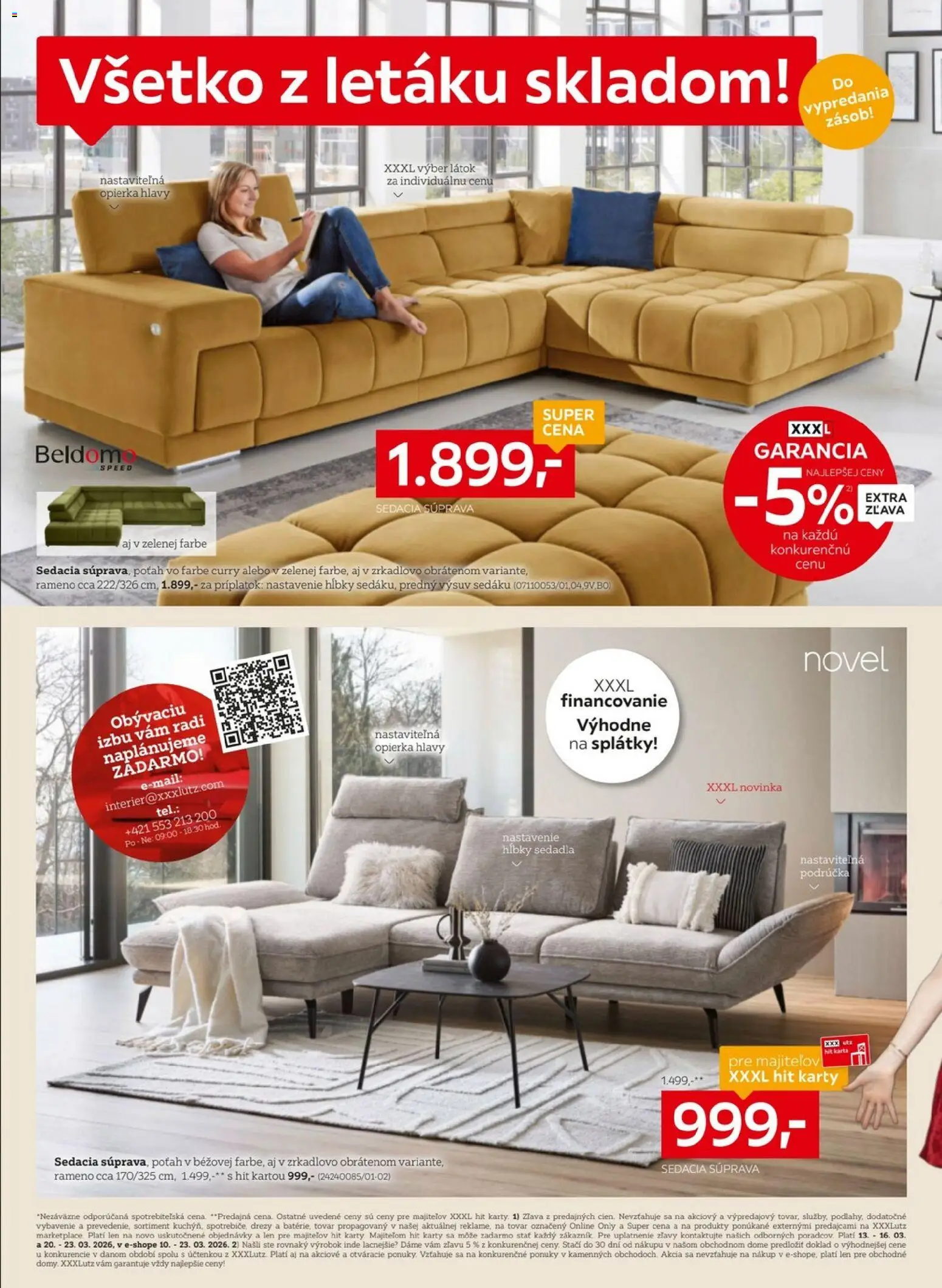 Nové XXXLutz akcie – leták je platný od 09.03.2026 | Strana: 2 | Produkty: Sedacia súprava, Drezy