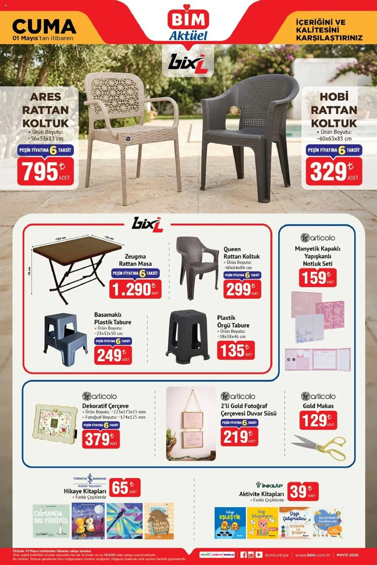 BİM - Katalog Cuma - 01.05.2026 tarihinden itibaren geçerlidir | Sayfa: 6 | Ürünler: Koltuk, Masa, Makas
