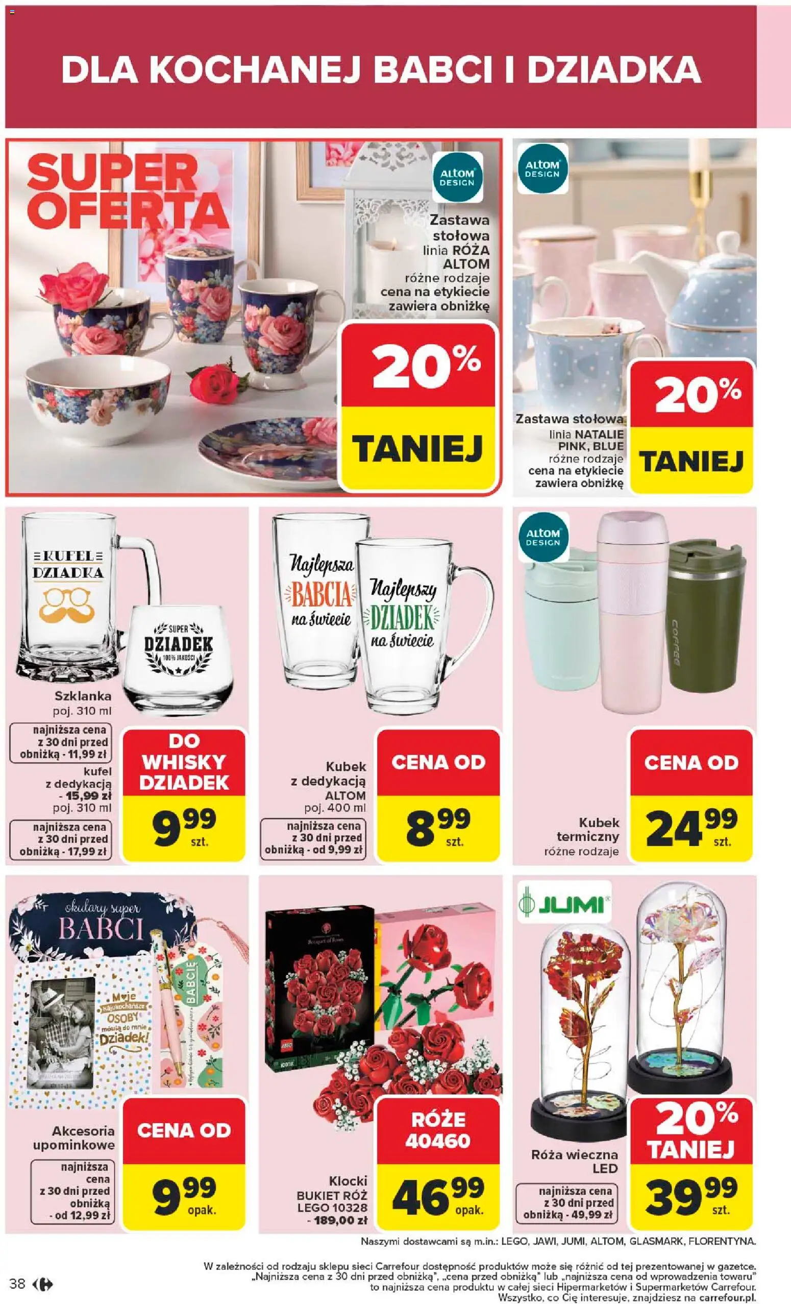 Carrefour Gazetka od 19.01.2026 | Strona: 40 | Produkty: Szklanka, Lego, Róż, Whisky