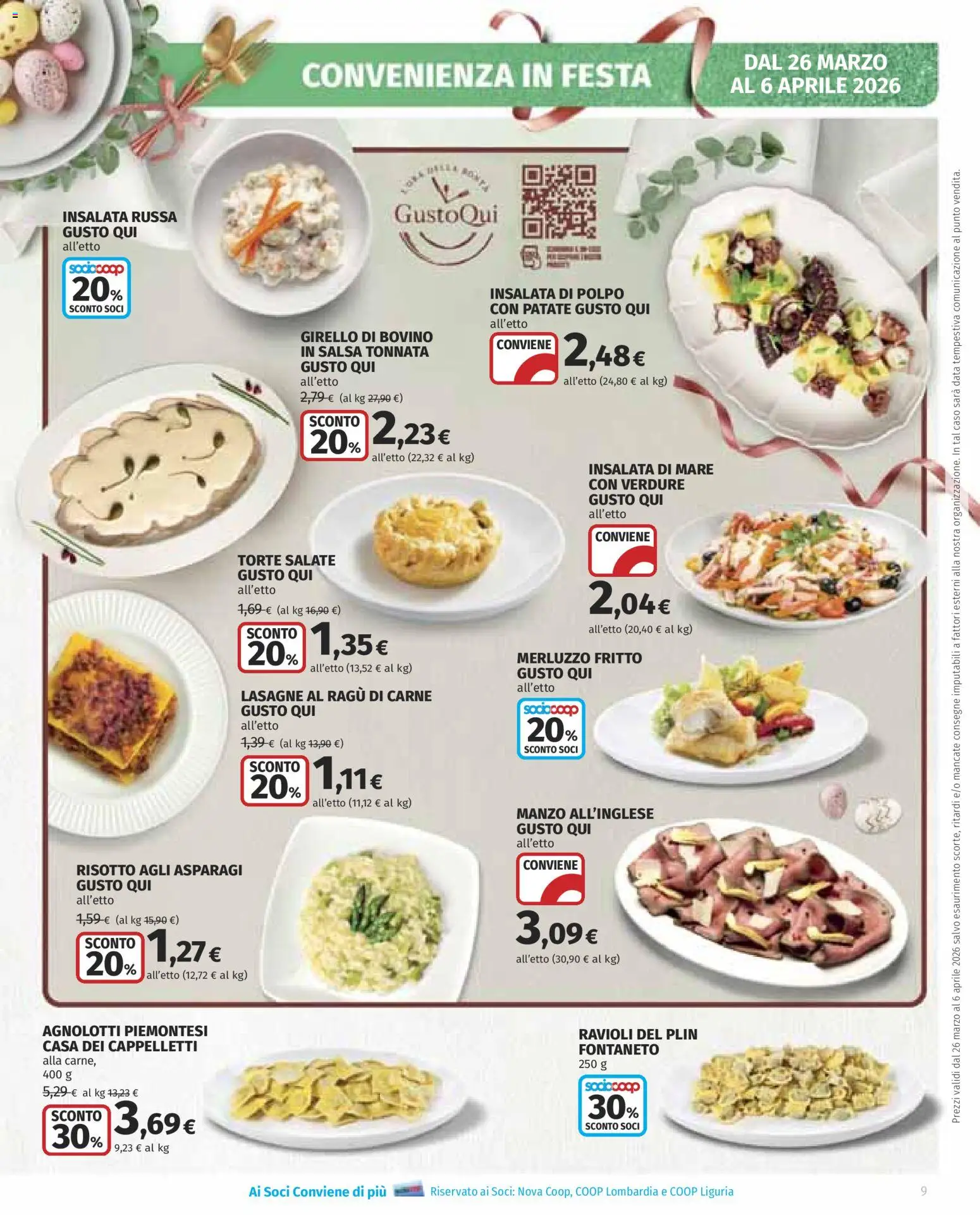 Volantino COOP del 26.03.2026 | Pagina: 9 | Prodotti: Manzo, Merluzzo, Ragú, Ravioli