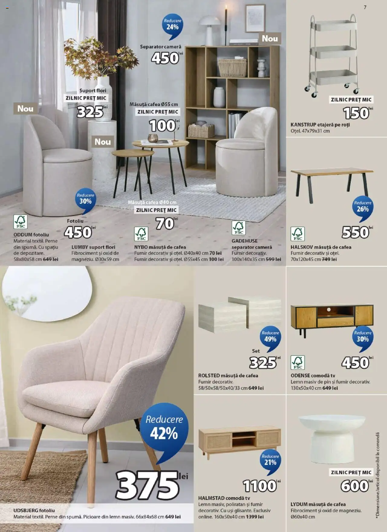 Noul catalog JYSK – valabil de la 26.09.2025 | Pagină: 7 | Produse: Cameră, Fotoliu, Măsuță de cafea, Etajeră