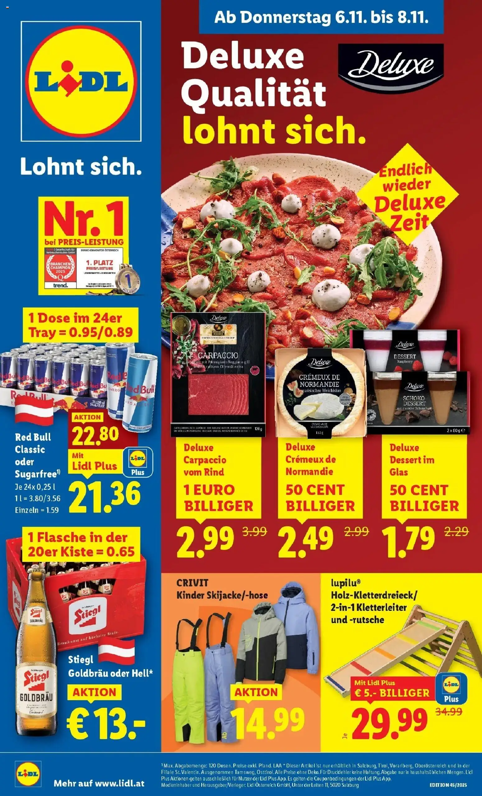 Lidl Flugblatt - Jenbach, Eferding, Dornbirn gültig ab 06.11.2025 | Seite: 1 | Produkte: Öl, Schokolade