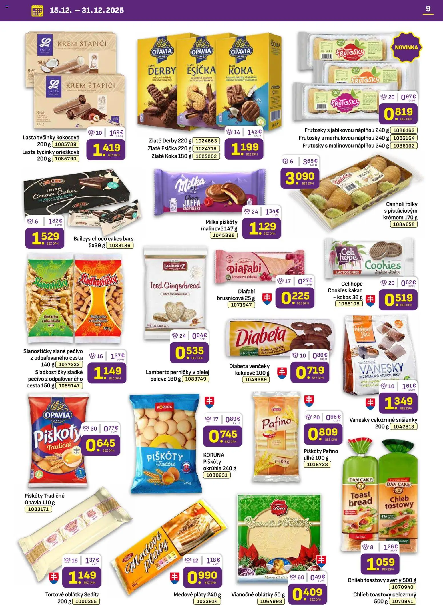 Nové Libex akcie – leták je platný od 15.12.2025 | Strana: 9 | Produkty: Chlieb, Krém, Milka, Kakao