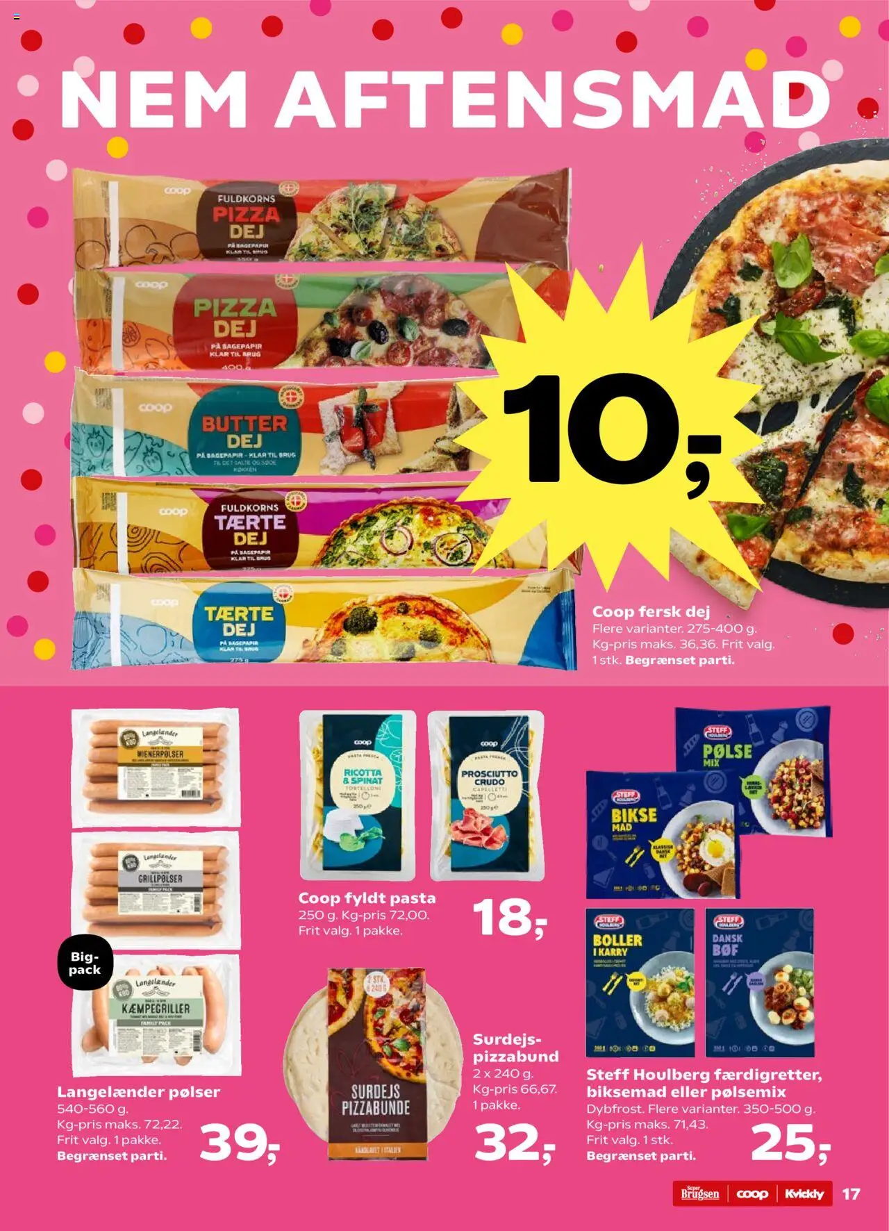 Super Brugsen Tilbudsavis gyldig fra 22.08.2025 | Side: 17 | Produkter: Pølser, Pizza, Aparelho de barbear, Spinat