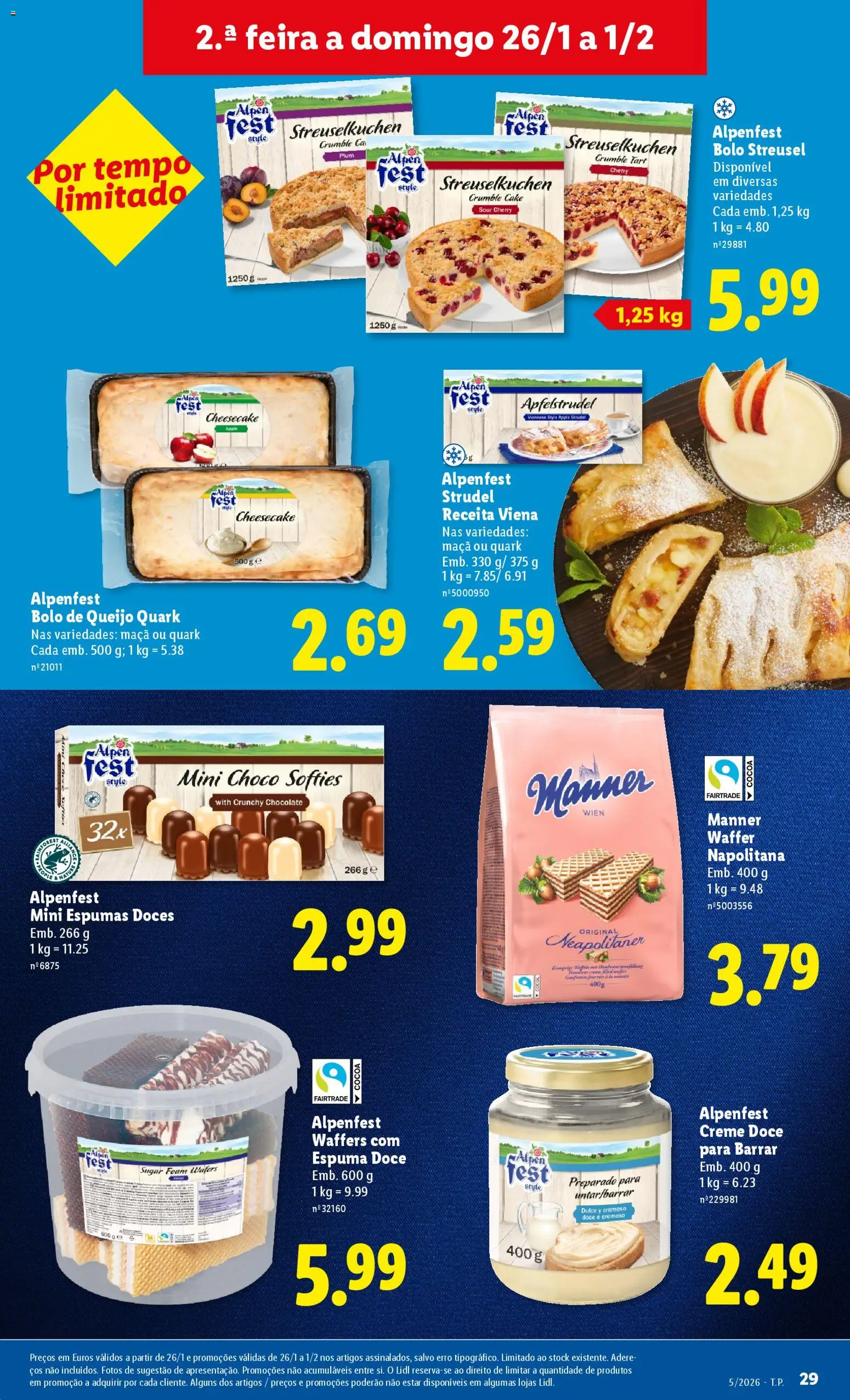 Lidl folheto │ válido de 26.01.2026 | Página: 29 | Produtos: Bolo, Queijo, Maça, Chocolate