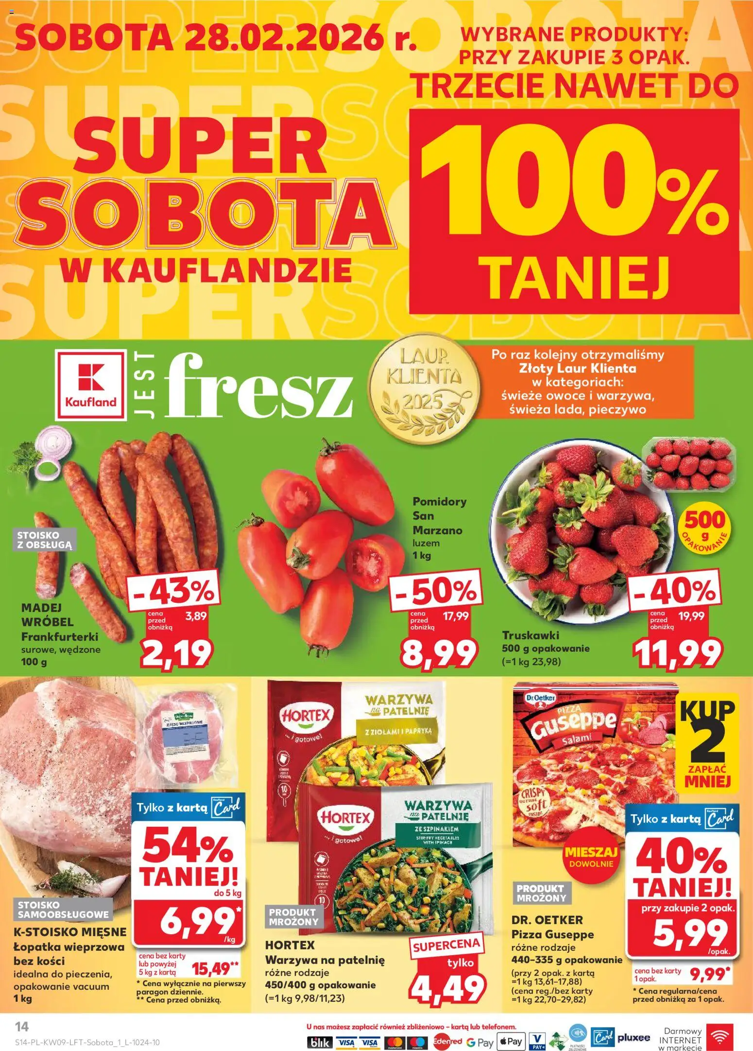 Kaufland gazetka od 26.02.2026 | Strona: 14 | Produkty: Karta, Warzywa na patelnie, Salami, Warzywa