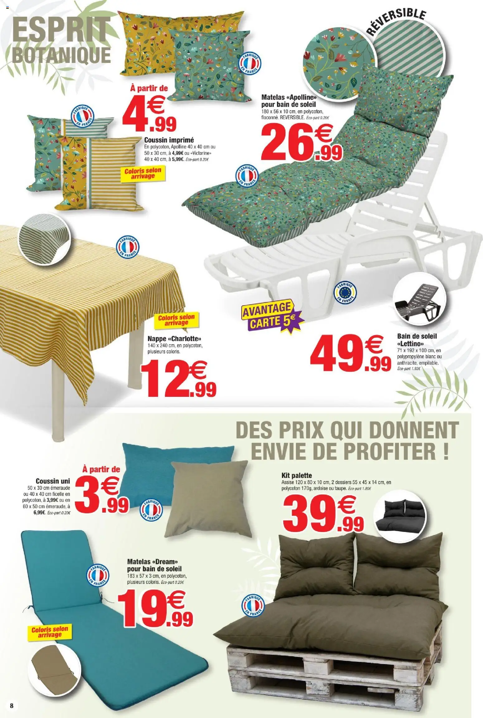 {H1} | Page: 8 | Produits: Bain de soleil, Matelas, Nappe
