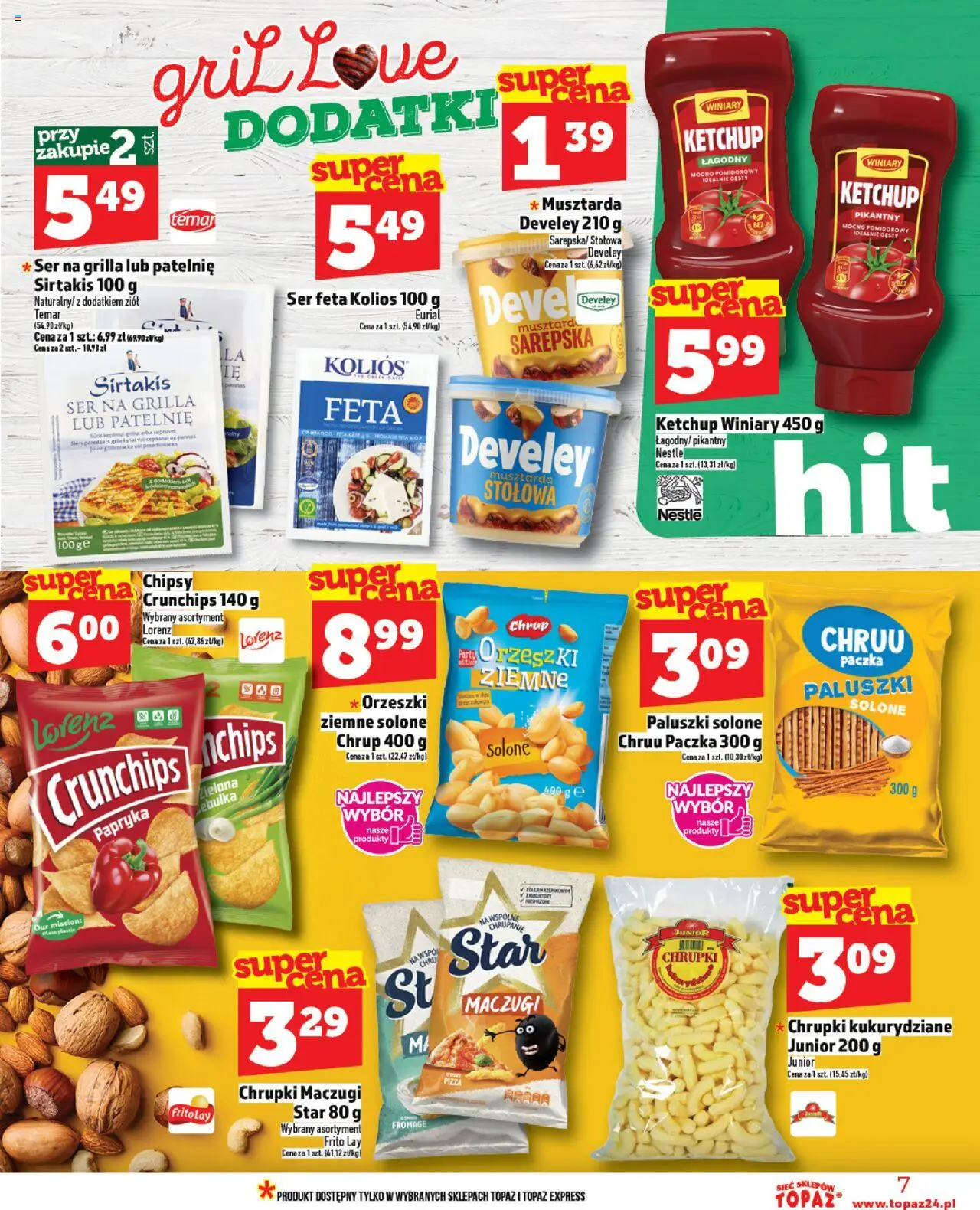 Topaz Gazetka MAZ od 14.08.2025 | Strona: 7 | Produkty: Papryka, Paluszki, Ser, Pizza
