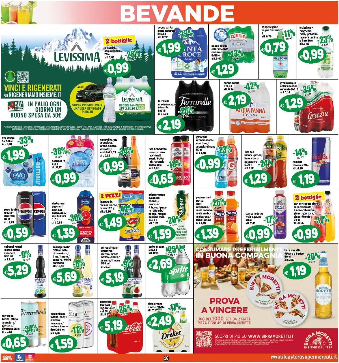 Volantino Il Castoro del 25.07.2025 | Pagina: 16 | Prodotti: Acqua, Birra Moretti, Bibite, Arancia