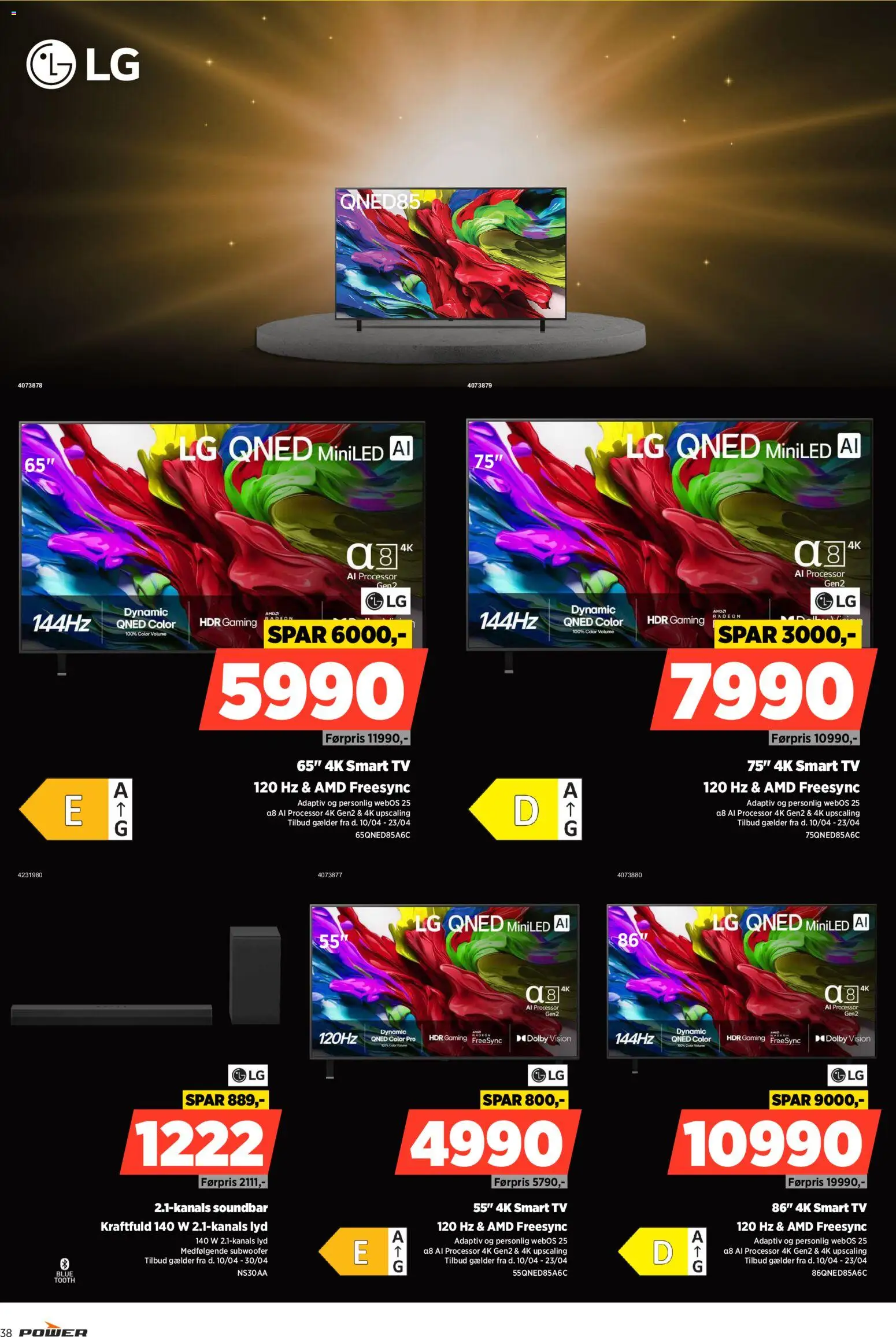 Power tilbudsavis – gyldig fra 17.04.2026 | Side: 38 | Produkter: Processor, Soundbar, Smart TV, PC