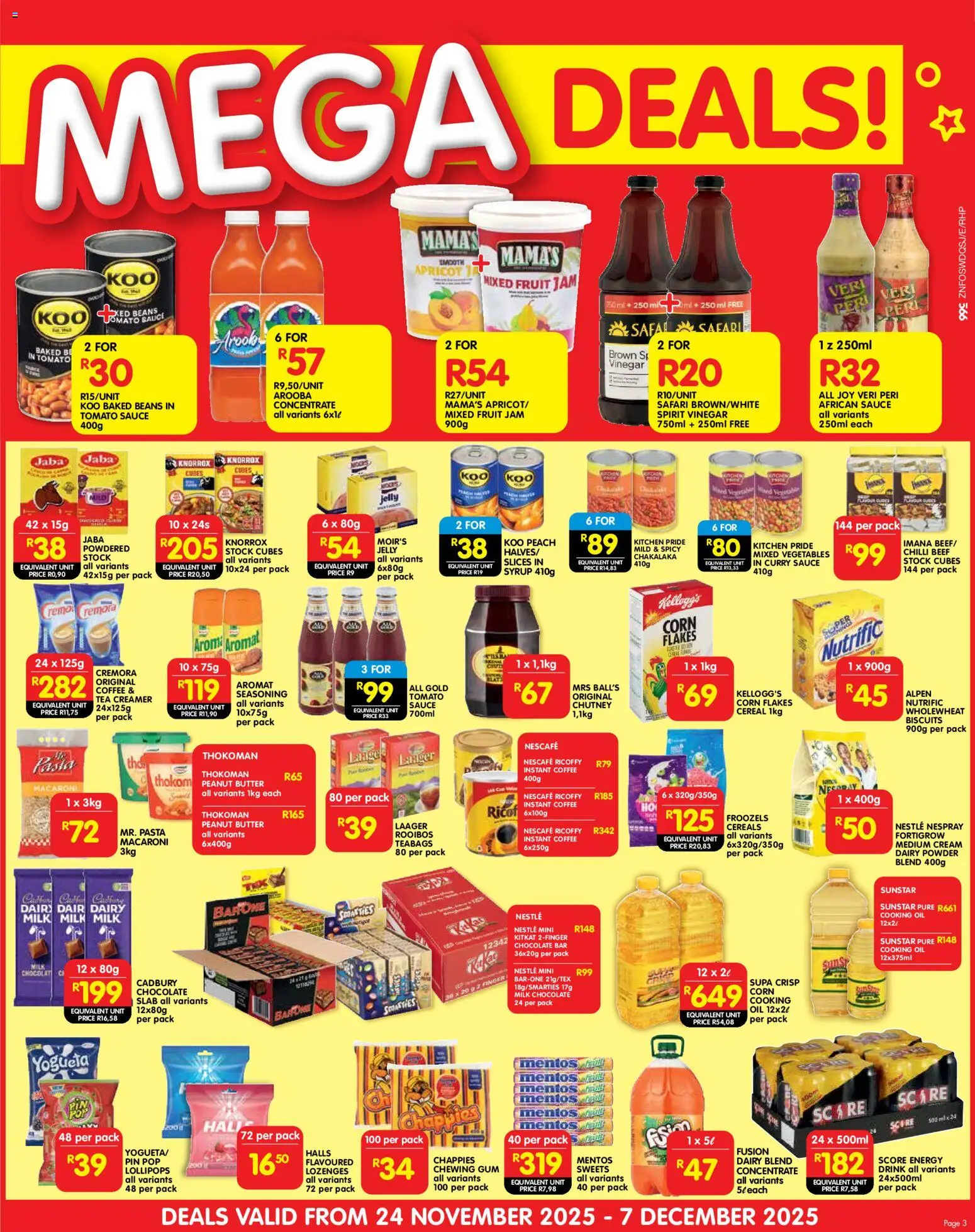 New Shoprite catalogue – valid from 24.11.2025 | Page: 3 | Products: Chutney, Pasta, Cream, Syrup