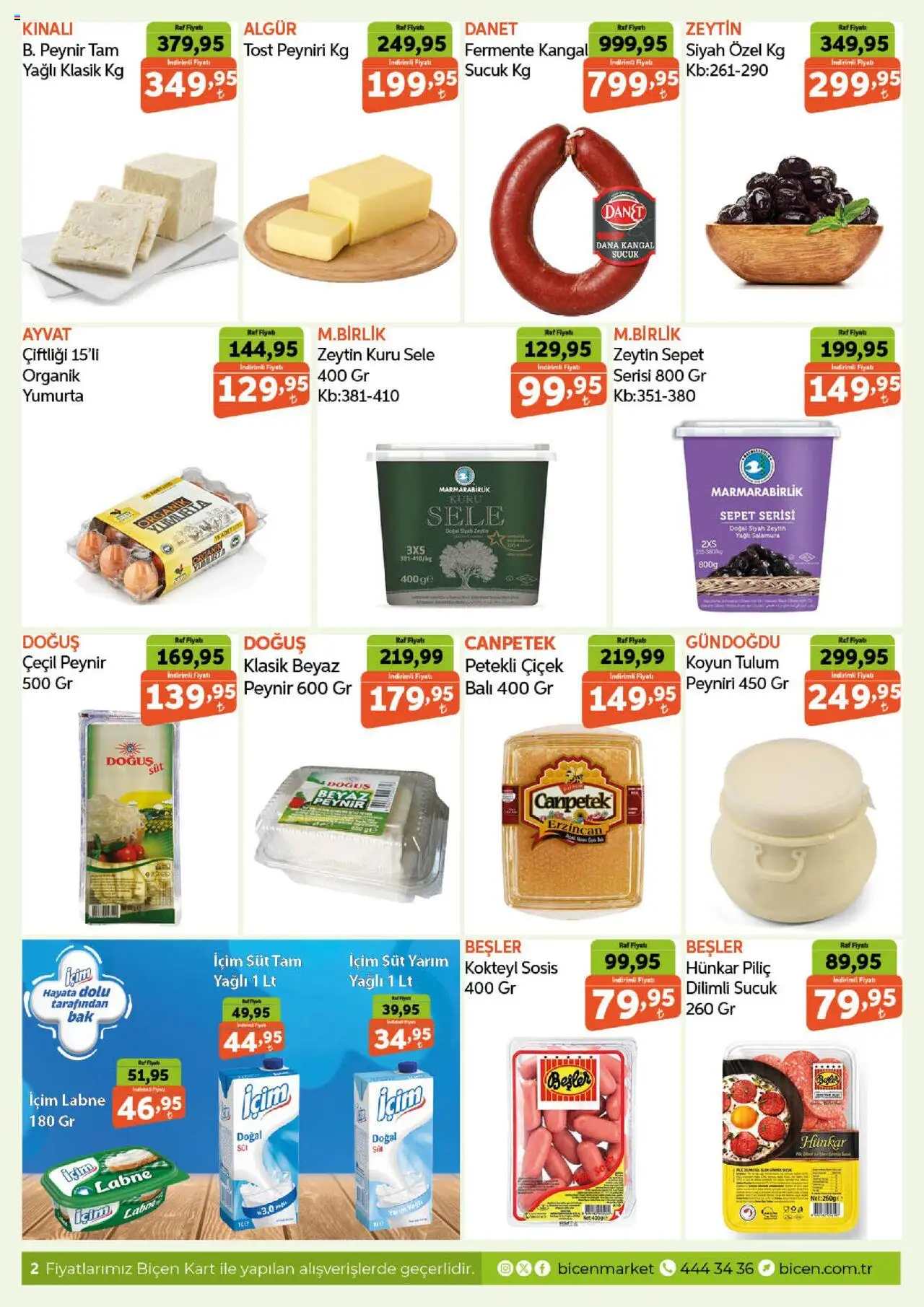 Biçen Market Katalog - 08.10.2025 tarihinden itibaren geçerlidir | Sayfa: 2 | Ürünler: Peynir, Tulum, Sosis, Sucuk