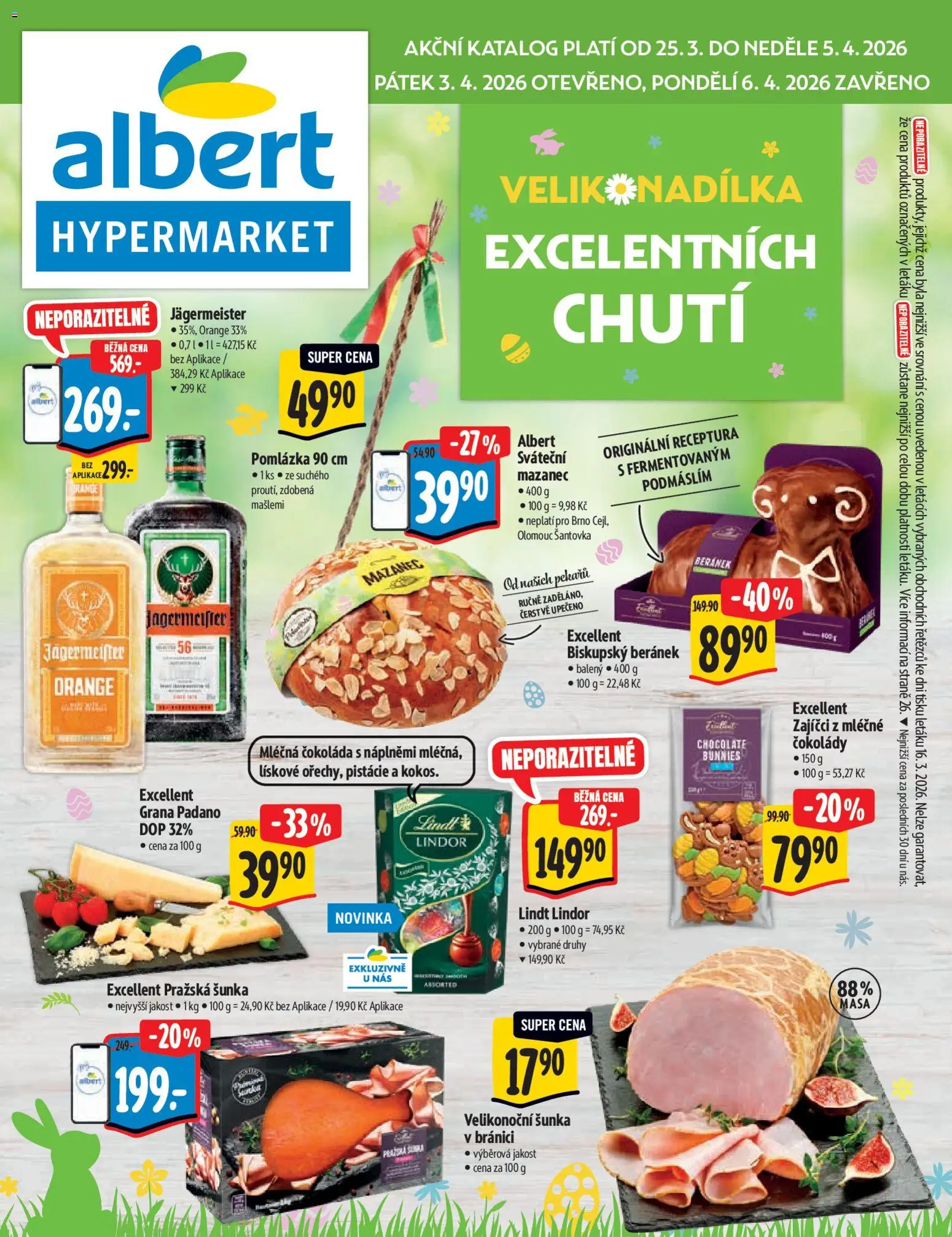 Albert katalog - Hypermarket od 25.03.2026 | Strana: 1 | Produkty: Lindor, Jägermeister, Lindt, Čokoláda