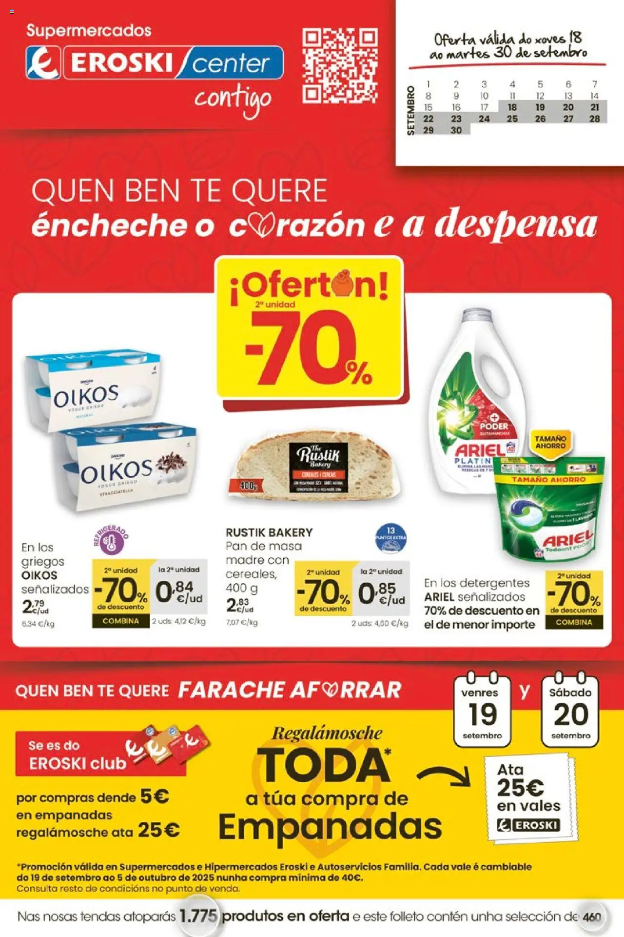 Eroski - Ofertón Center │ válido desde el 18.09.2025 | Página: 1 | Productos: Quitamanchas, Pan, Μαγειρική εστία, Té