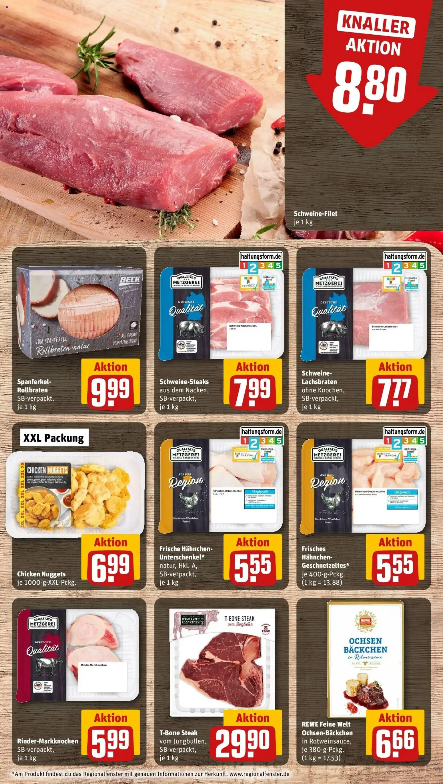 Rewe prospekt Wildeck / Obersuhl	 – gültig ab 22.02.2026 | Seite: 8 | Produkte: Hahnchen, Schweinefilet, Steak