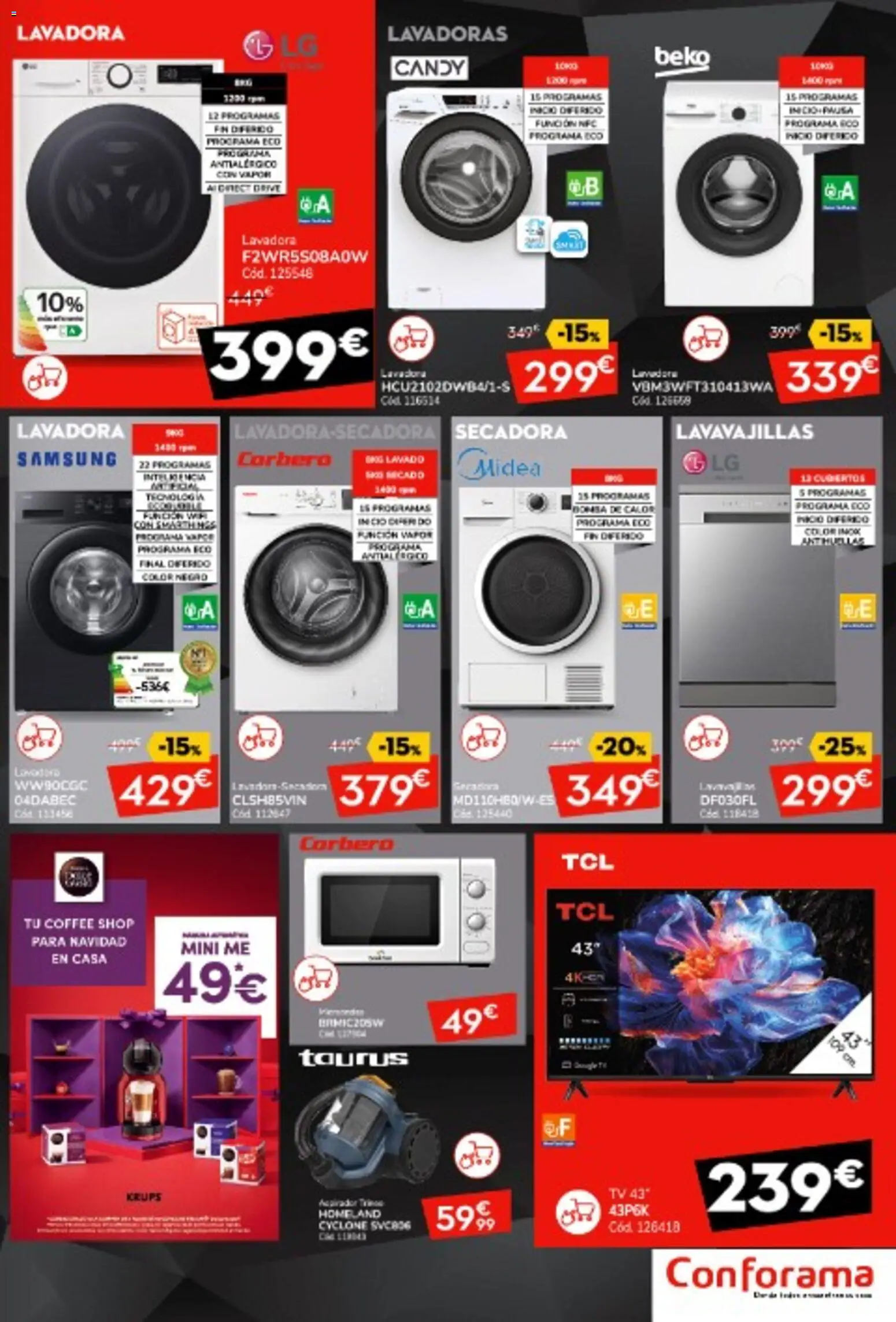 Conforama Black Friday │ válido desde el 30.10.2025 | Página: 7 | Productos: Lavadora, Secadora, Lavavajillas
