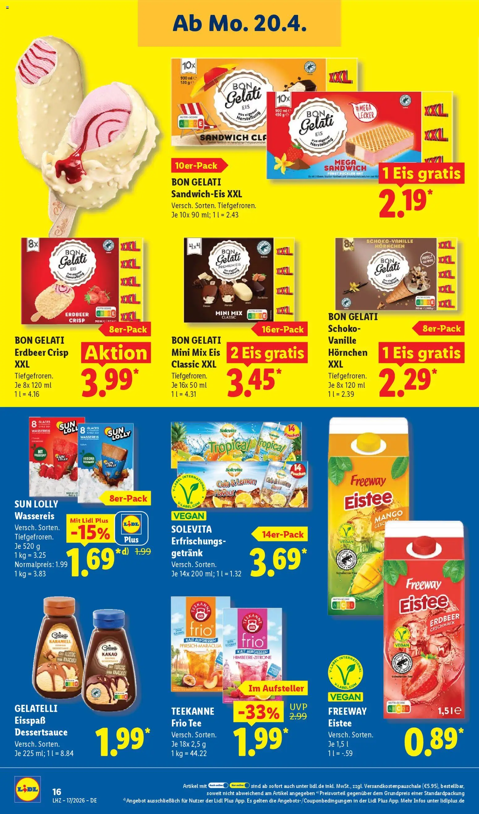 Lidl Německo leták od 20.04.2026 | Strana: 28 | Produkty: Vegan, Teekanne, Gelatelli, Cola