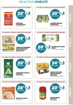 Super U - Prévisualisation de Super U - Ma Sélection Carte U Octobre valide à partir de 20.10.2025 | Page: 23 | Produits: Tortillas, Chocolat, Céréales, Pâtes