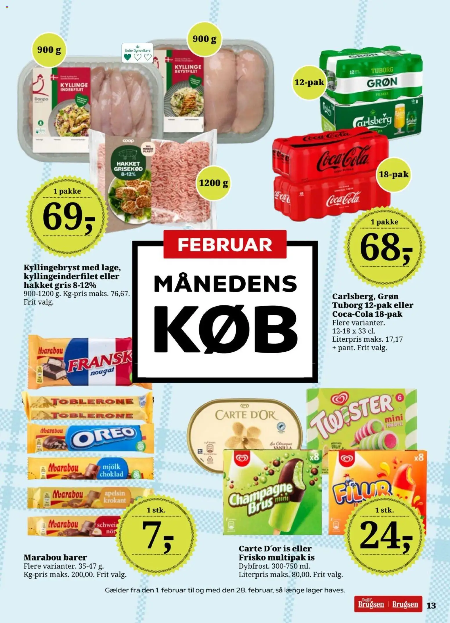 Dagli'Brugsen tilbudsavis – gyldig fra 13.02.2026 | Side: 13 | Produkter: Coca Cola, Is, Cola, Nougat