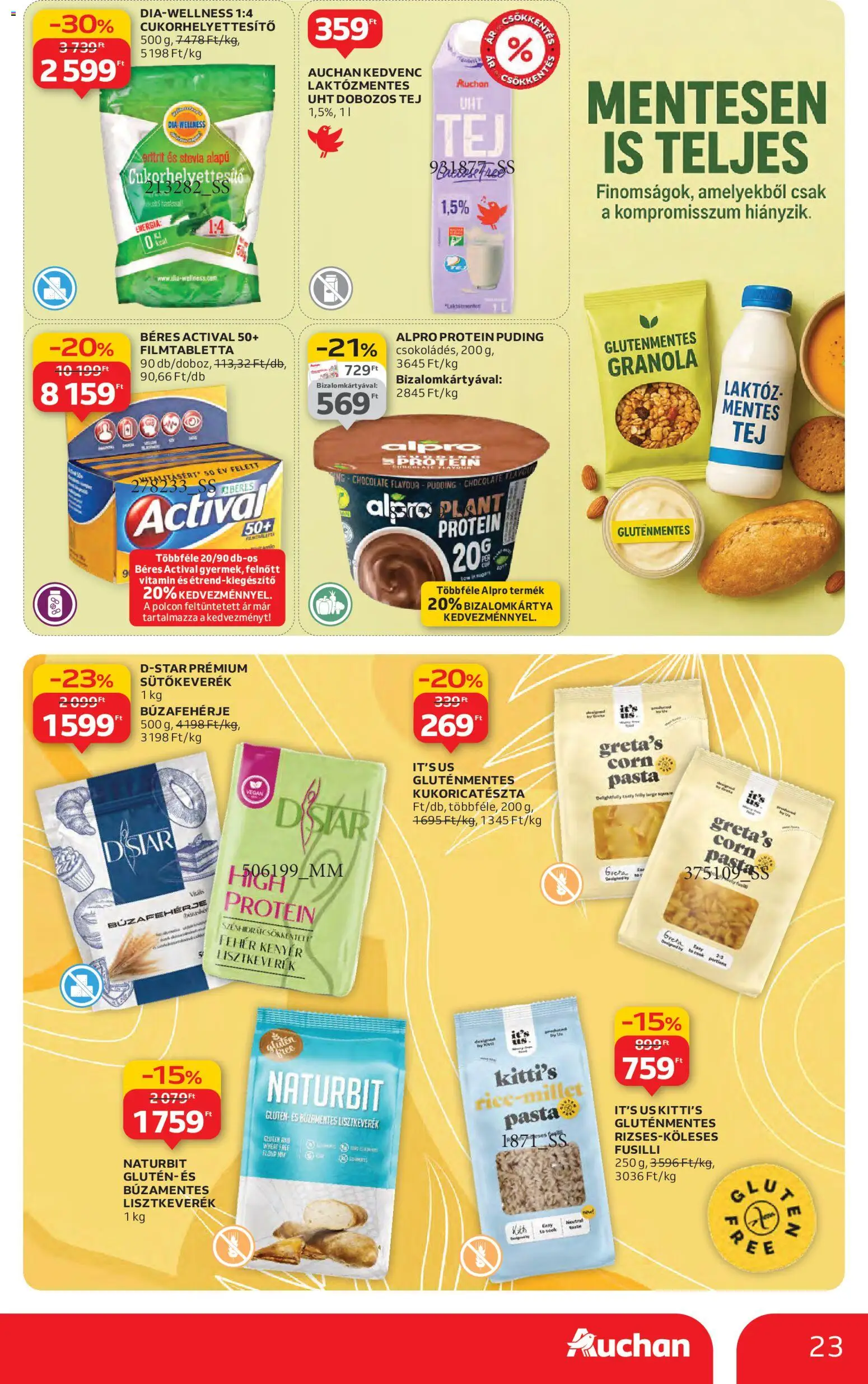 Auchan akciós ujság - amely érvényes a következő dátumtól: 27.11.2025 | Oldal: 23 | Termékek: Puding, Alpro, Granola, Kenyér
