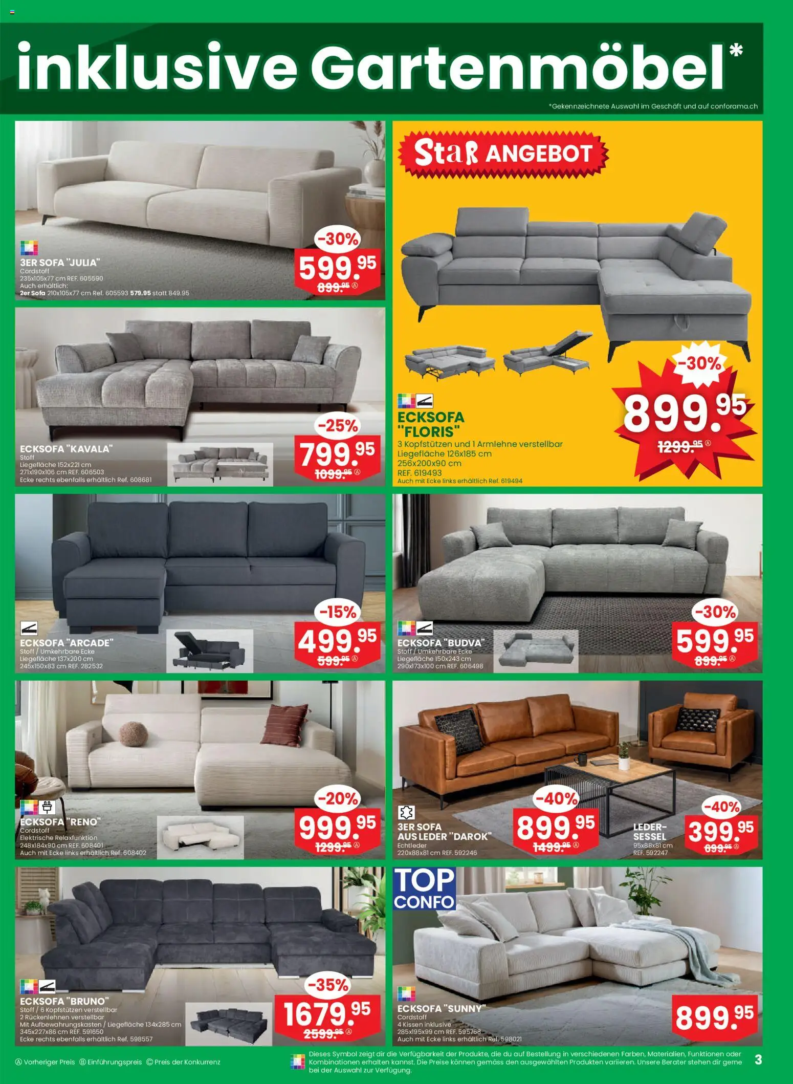 Conforama aktionen Primavera – gültig ab 01.04.2026 | Seite: 3 | Produkte: Kissen, Sofa, Sessel, Ecksofa