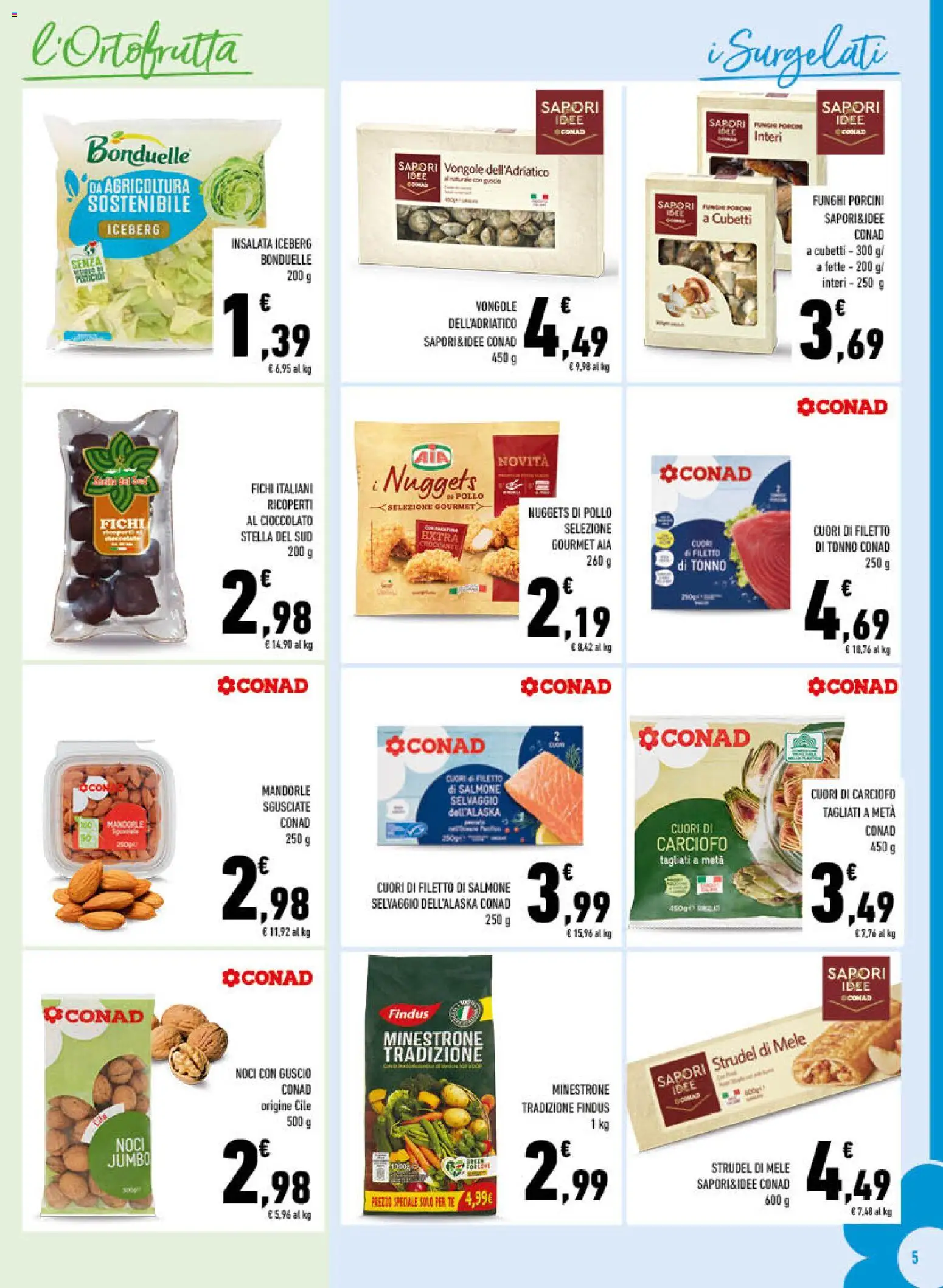 Volantino Conad del 01.12.2025 | Pagina: 5 | Prodotti: Insalata, Nuggets, Funghi, Tonno