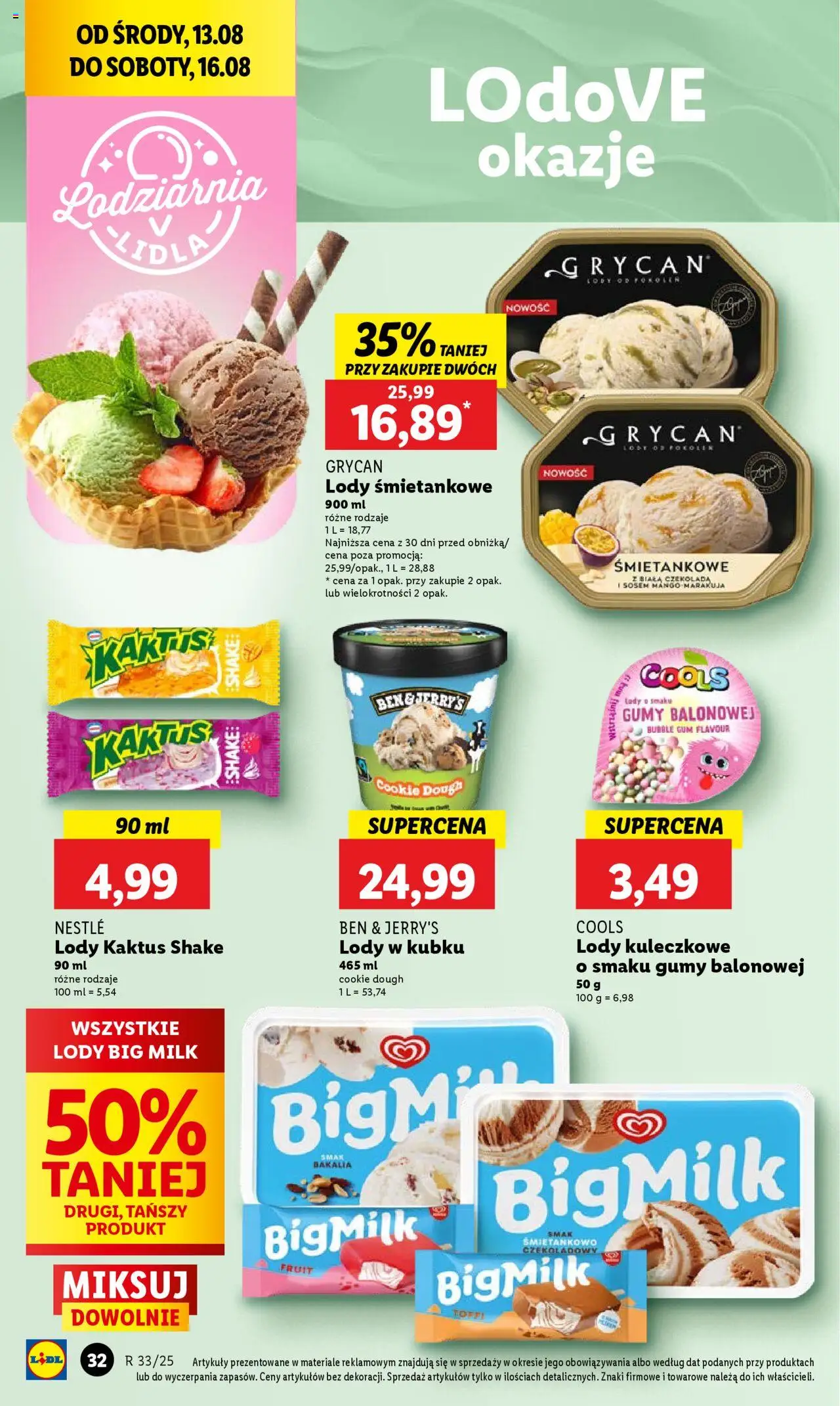 Lidl Gazetka od 13.08.2025 | Strona: 36 | Produkty: Gumy, Big Milk, Czekolada, Lody