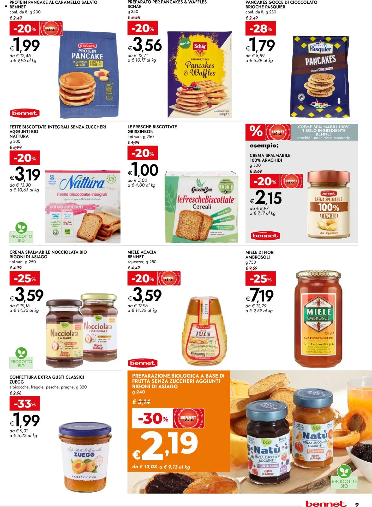 Volantino bennet del 19.02.2026 | Pagina: 9 | Prodotti: Latte, Arachidi, Cacao, Albicocche