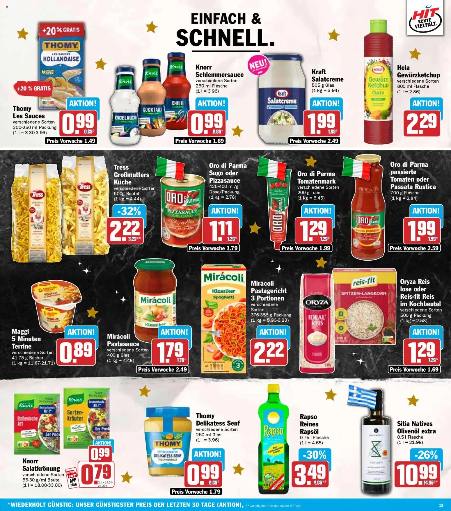 HIT - Nordrhein-Westfalen – gültig ab 08.12.2025 | Seite: 13 | Produkte: Oro di parma, Reis, Nudeln, Ketchup