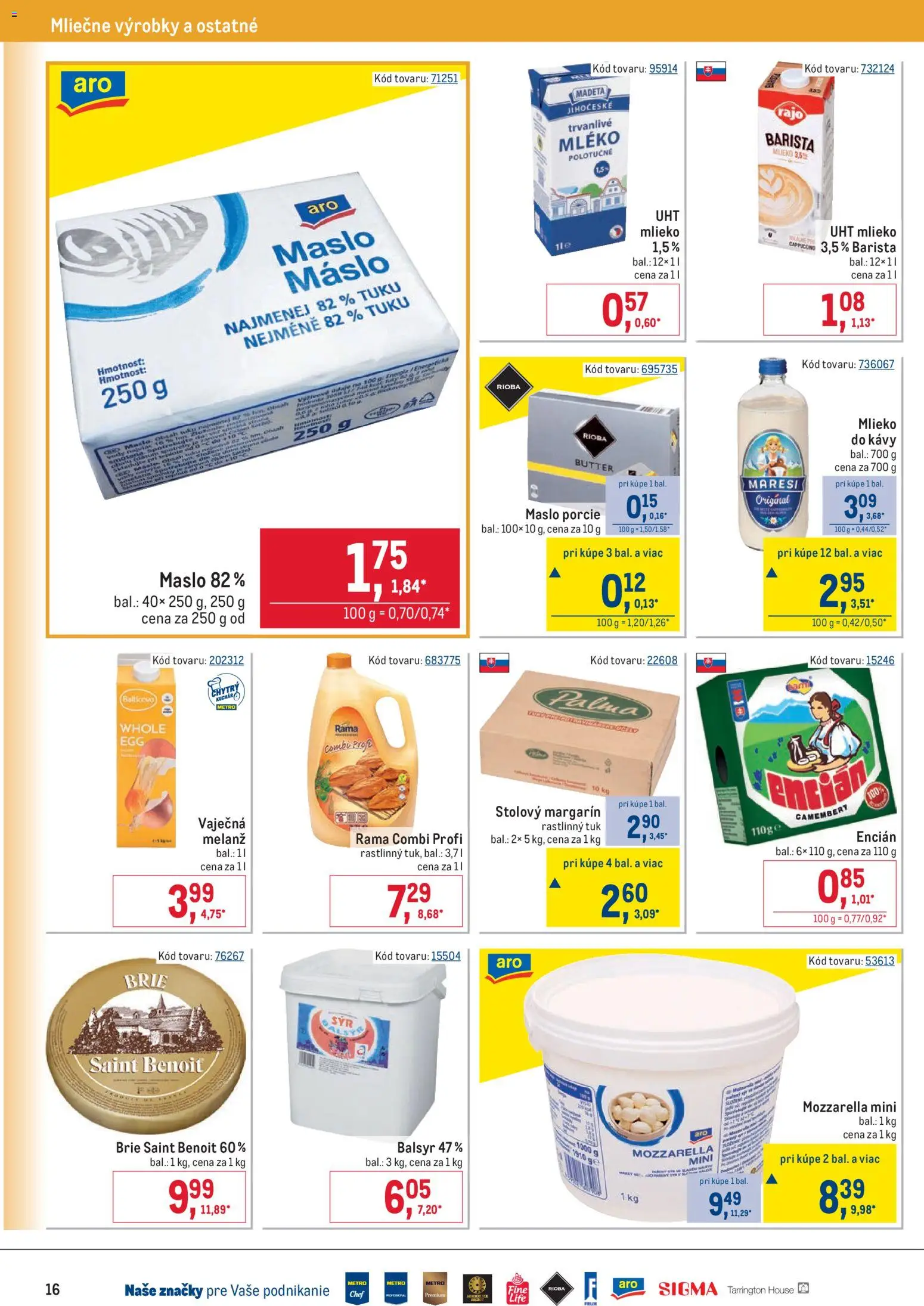 Nové Metro akcie – leták je platný od 19.11.2025 | Strana: 16 | Produkty: Maslo, Mlieko, Barista, Mozzarella
