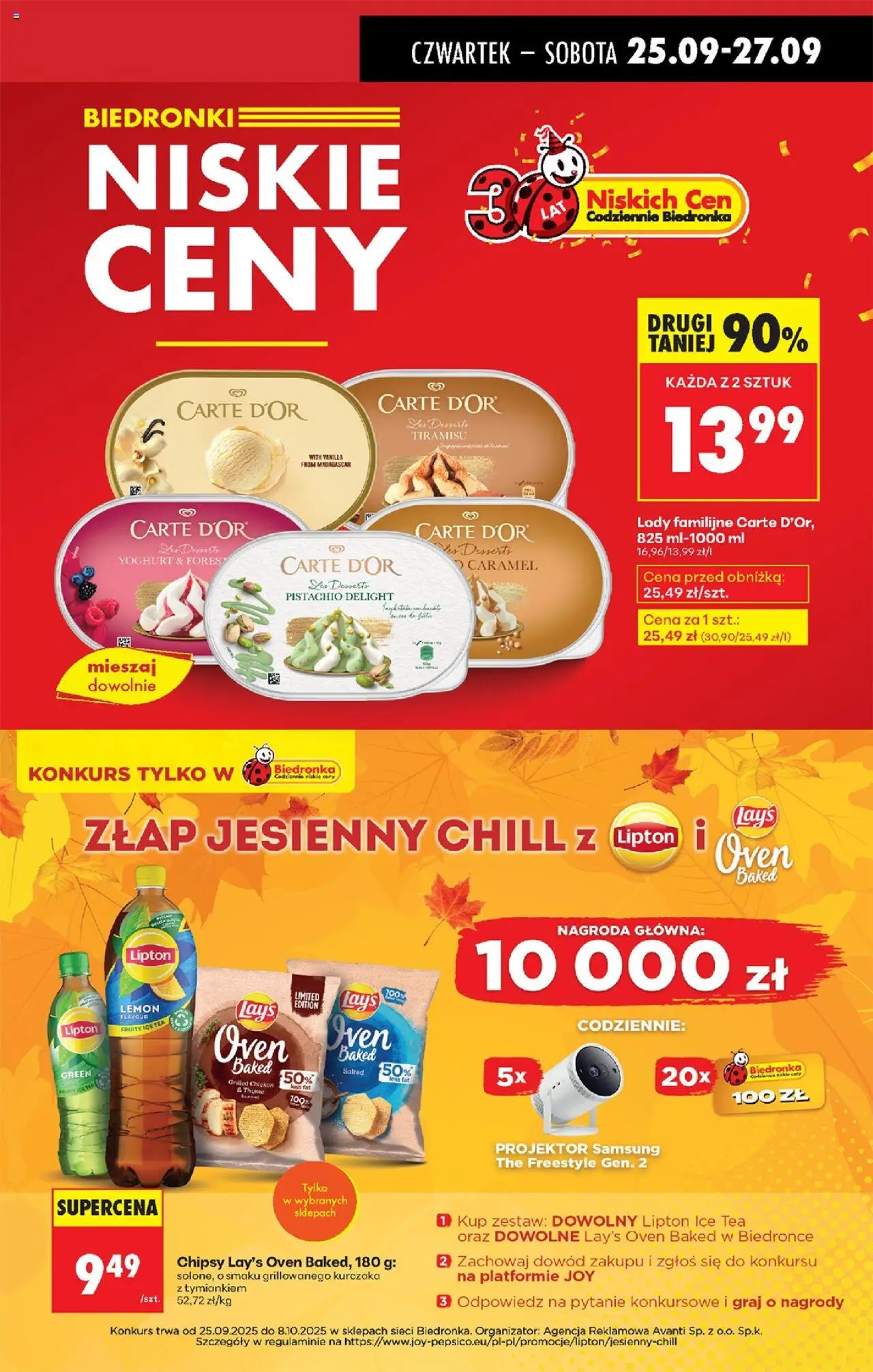 Biedronka gazetka - Oferta w tym tygodniu od 25.09.2025 | Strona: 9 | Produkty: Chipsy, Ice Tea, Ser, Lody