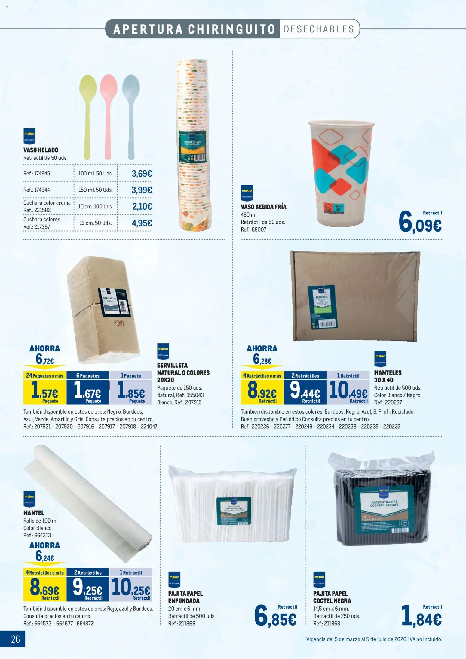 Makro - Especial Terrazas │ válido desde el 09.03.2026 | Página: 26 | Productos: Mantel, Crema, Helado