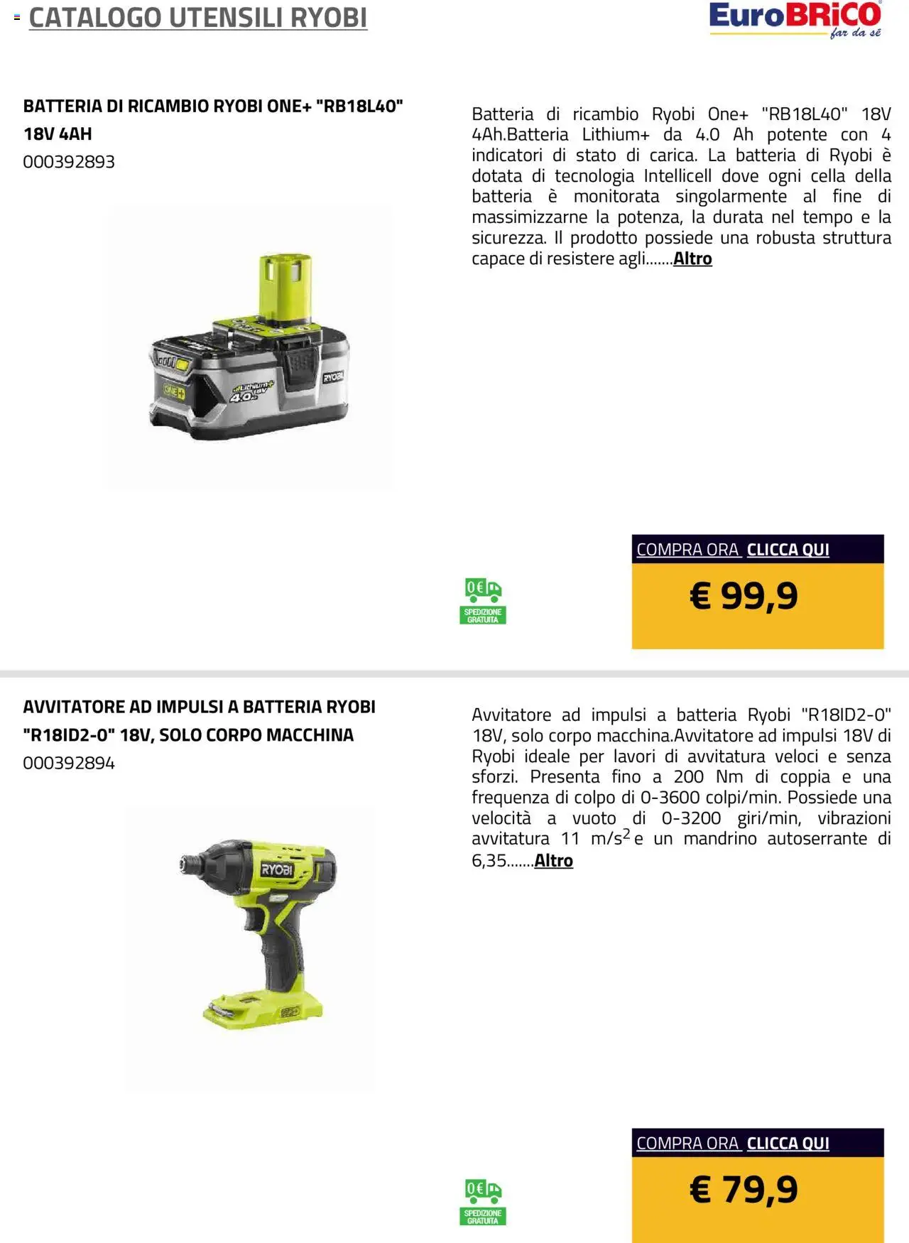 Volantino Eurobrico del 23.07.2025 | Pagina: 5 | Prodotti: Avvitatore, Batteria