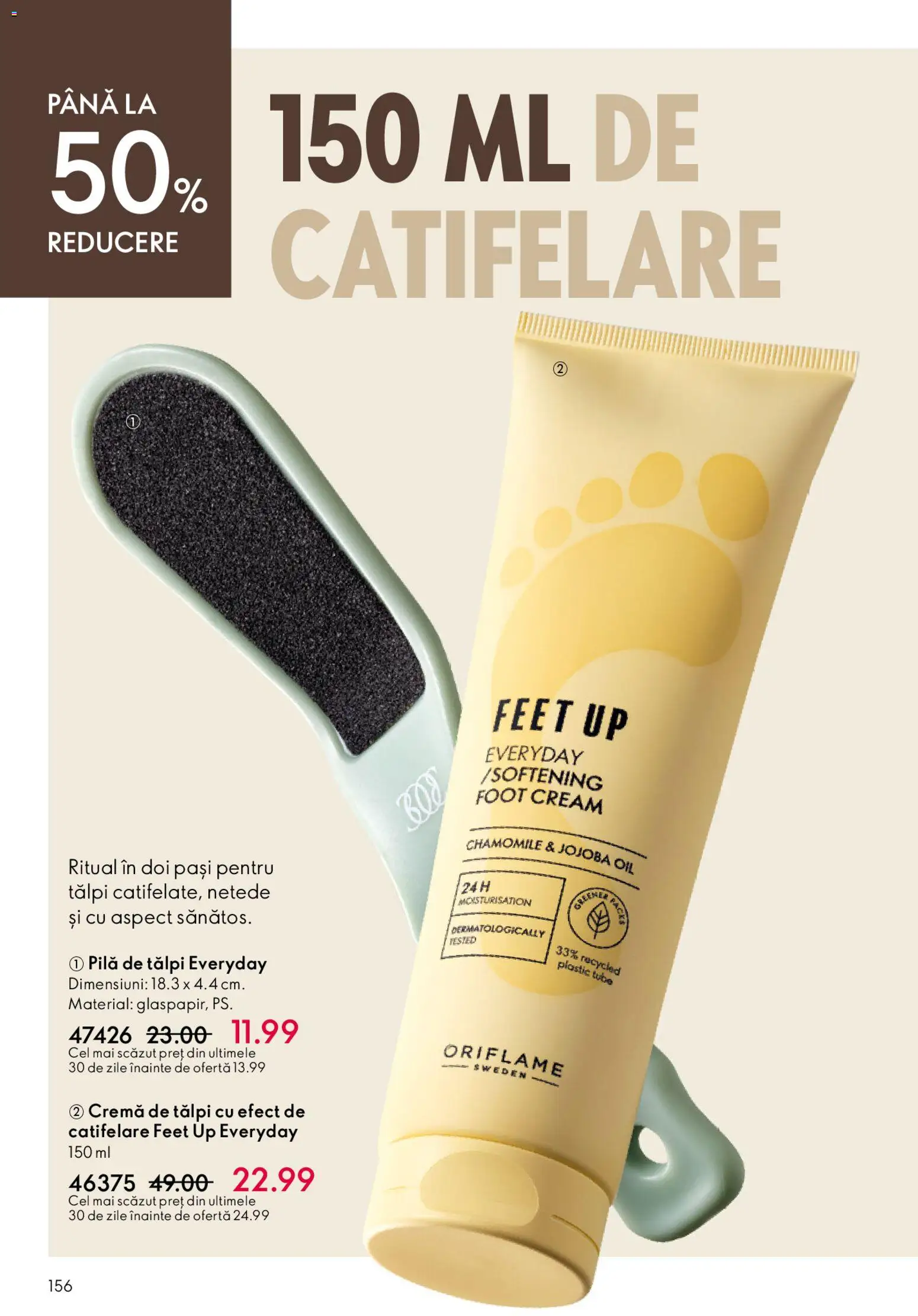 Noul catalog Oriflame – valabil de la 27.05.2026 | Pagină: 156 | Produse: Pilă de tălpi, Cremă