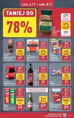 Pogląd oferty "Aldi Gazetka" - ważna od 03.11.2025 | Strona: 33 | Produkty: Łosoś wędzony, Łosoś, Piwo, Pringles