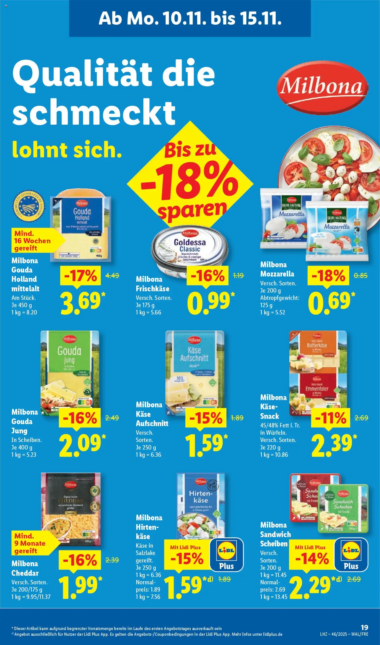 Lidl Prospekt Dornstetten – gültig ab 10.11.2025 | Seite: 27 | Produkte: Käse, Mozzarella, Gouda, Frischkase