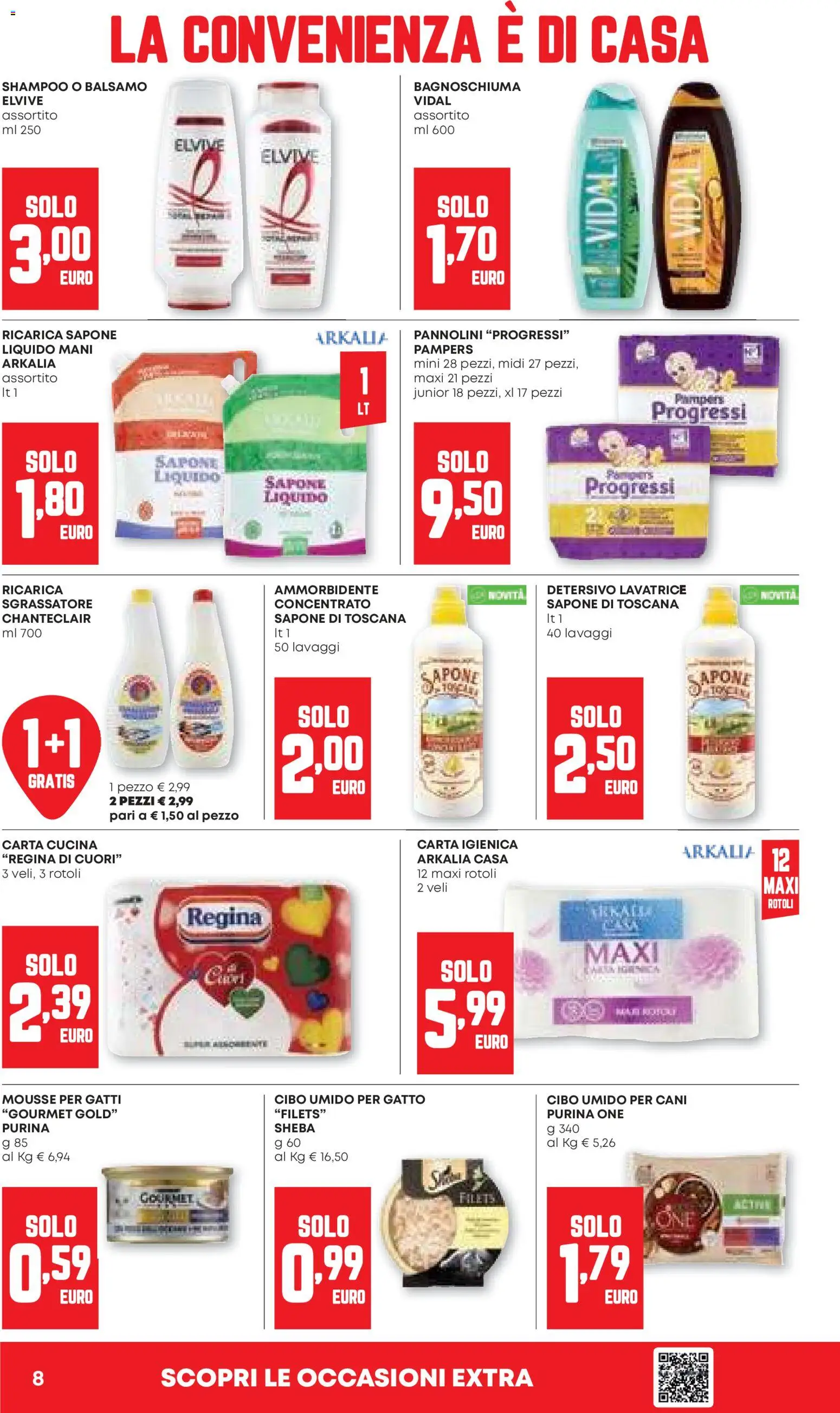 Volantino PAM del 12.02.2026 | Pagina: 8 | Prodotti: Balsamo, Bagnoschiuma, Sgrassatore, Pampers