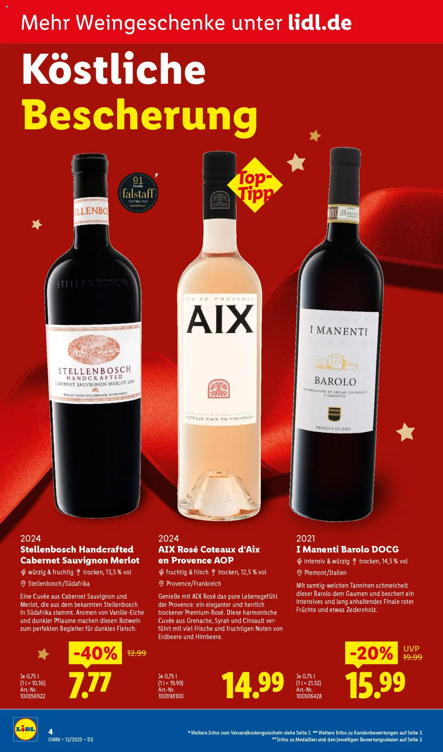 Lidl - Prospekt – gültig ab 01.12.2025 | Seite: 4 | Produkte: Top, Rotwein, Merlot